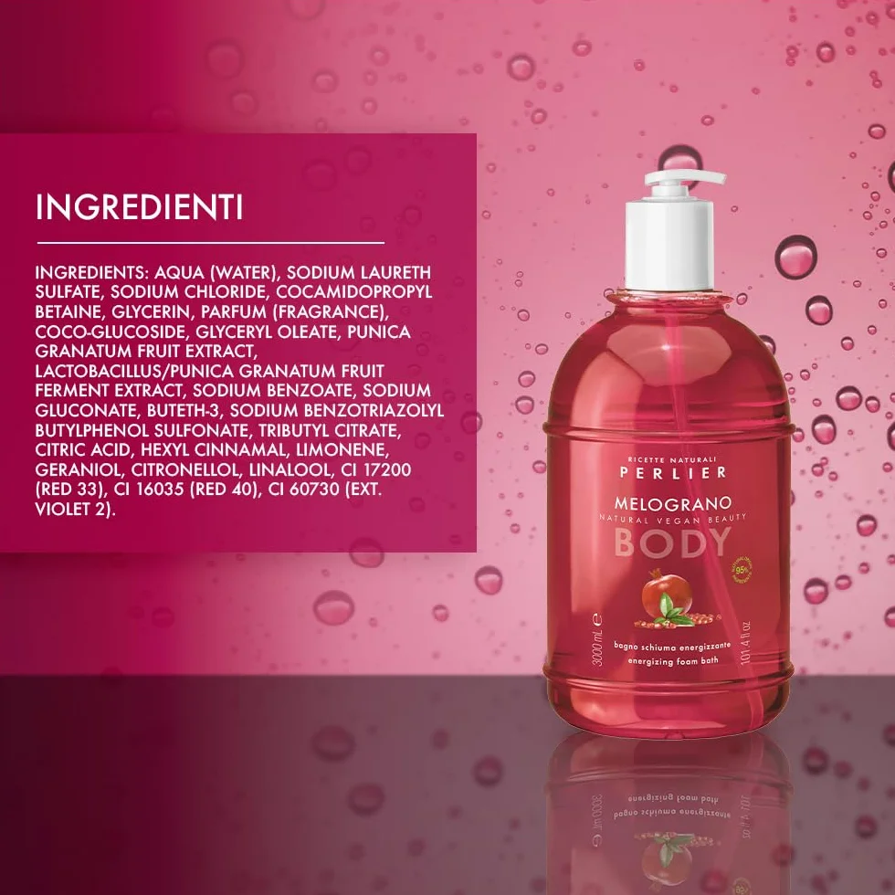 Perlier Melograno Bagno Schiuma Energizzante - 3000 ml con dosatore