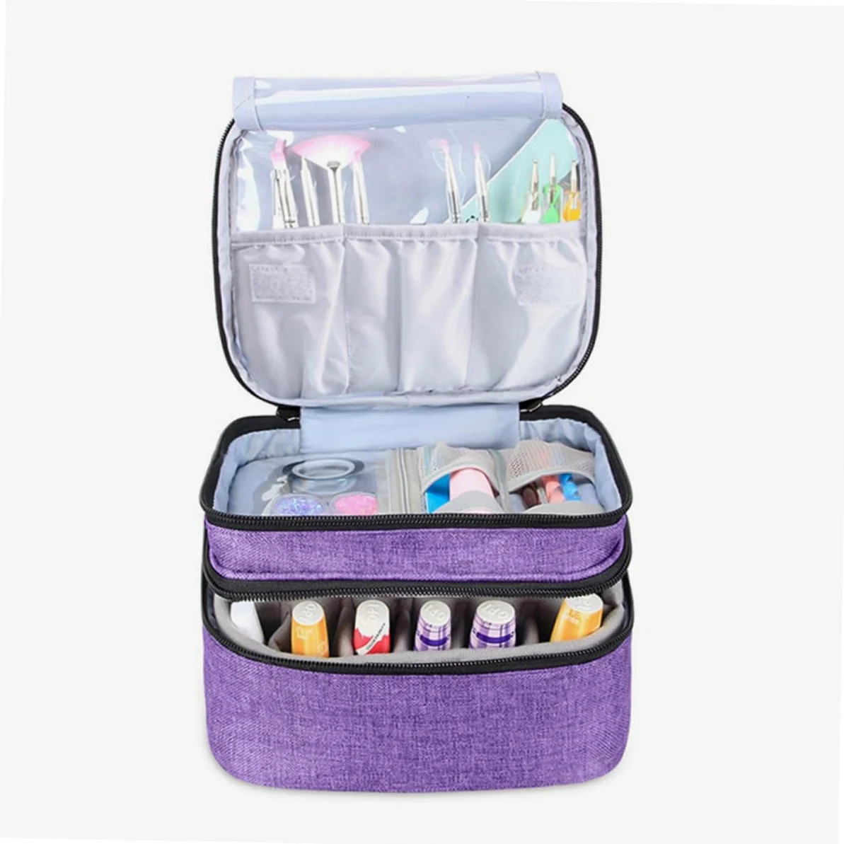 Porta Smalti Organizer in Borsa da Viaggio Custodia per Oli Essenziali e Smalto Organizer per Smalto Cerniera Doppio Cursore