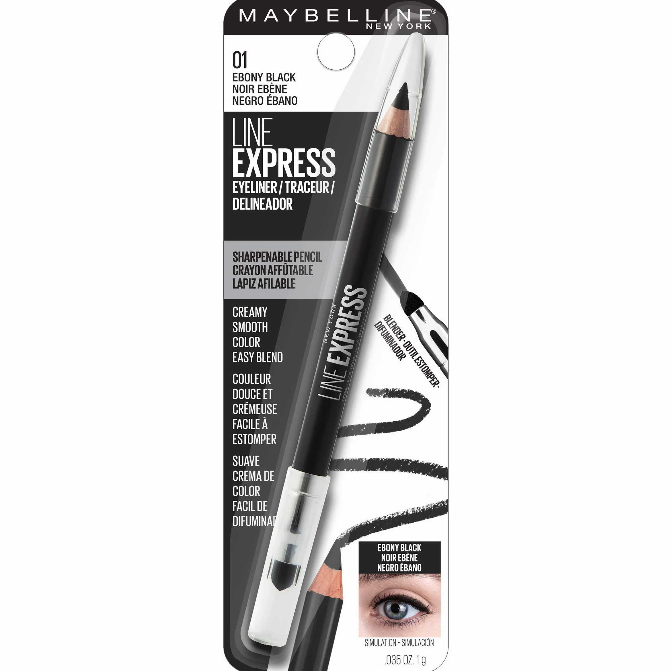 Maybelline New York Sharpenable Wood Pencil Eyeliner, Ebony Black, 1.10000000000000001 grammi