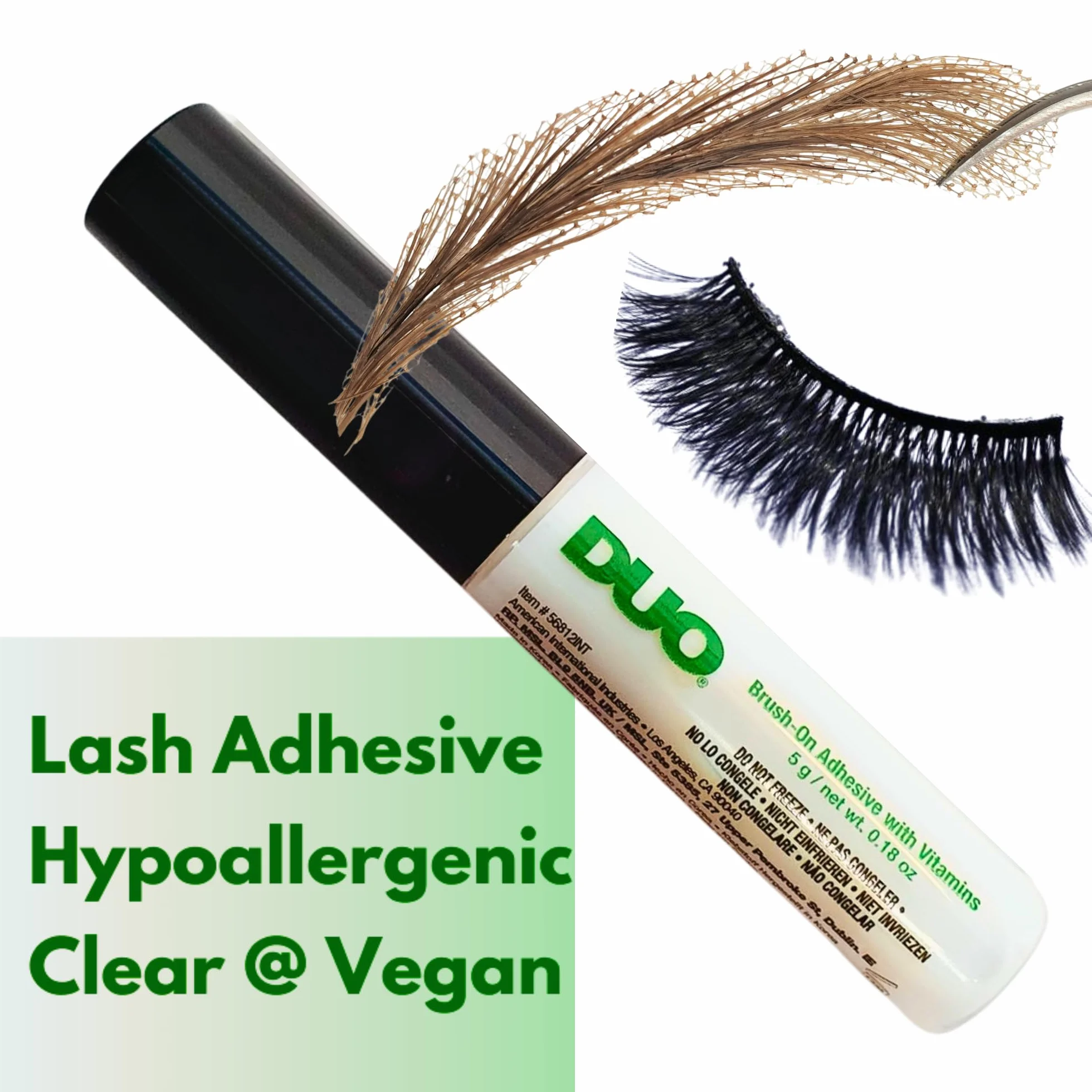 Colla DUO resistente all'acqua per ciglia e sopracciglia, vegana (1 Duo green)