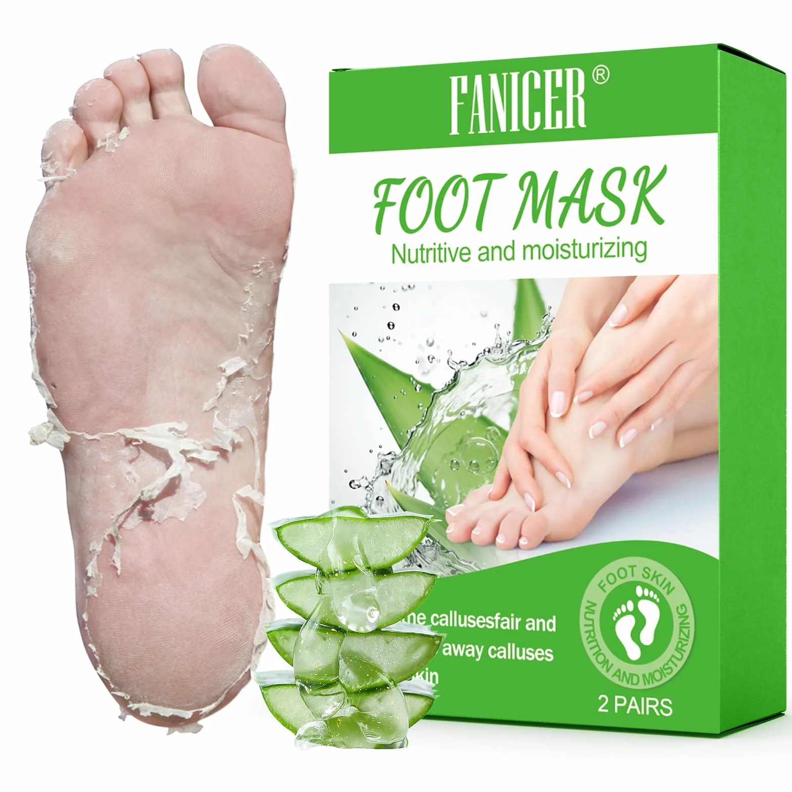 2 Paia Maschera Piedi Esfoliante, Maschera Piedi Idratante, Maschera Esfoliante Piedi, Rimozione di Calli e Pelle Morta Piedi, Scrub Piedi per Piedi Lisci e Morbidi (Aloe Vera)