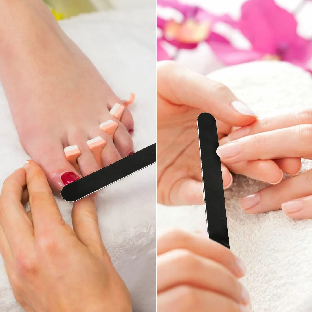 Ncheli 20 Pezzi Lime per Unghie Professionali Nere, Lima Doppia Faccia 100/180 Grana, Limette Sottili per Manicure Pedicure Gel Acrilico, 17.8cm