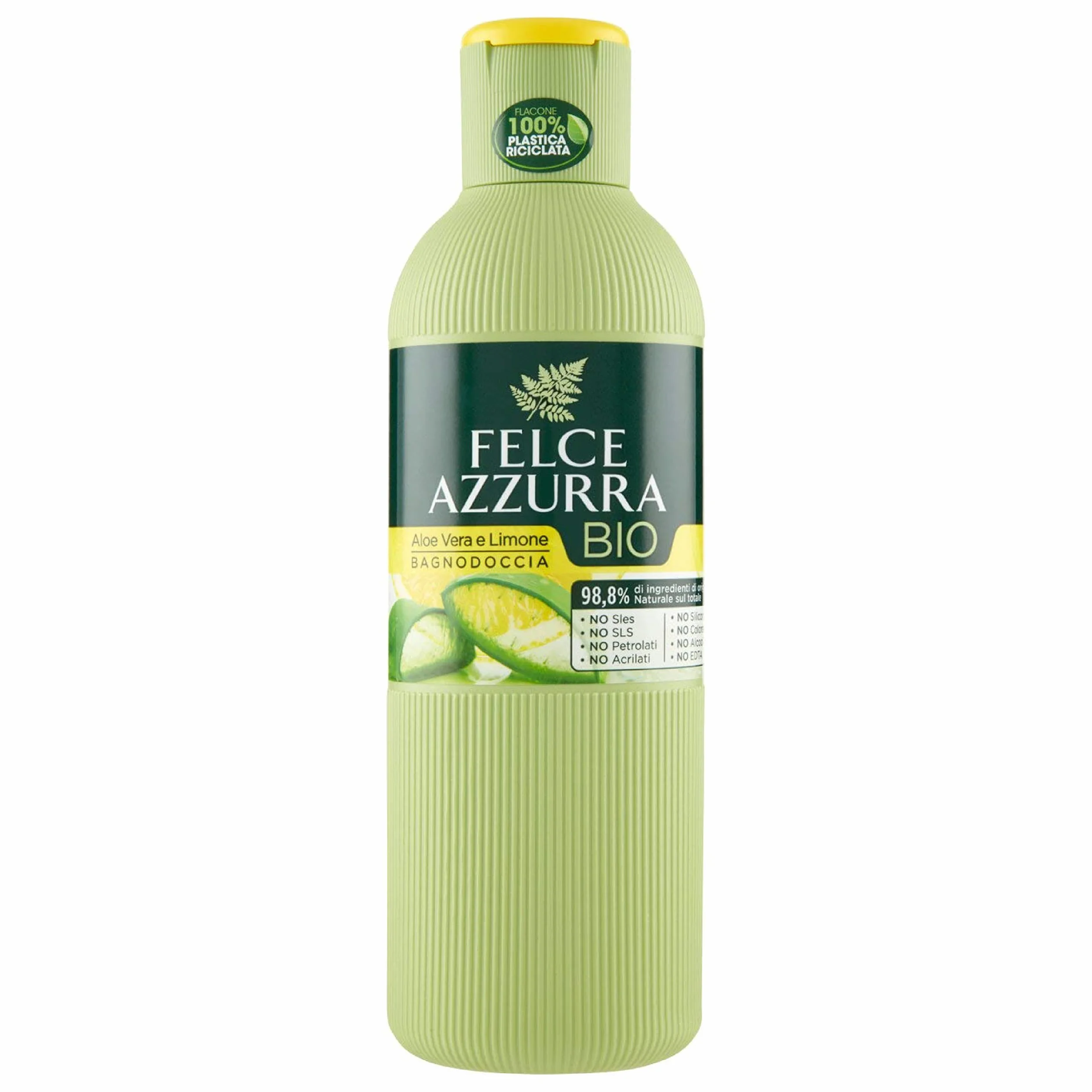 Felce Azzurra Bio - Bagnoschiuma Aloe Vera e Limone Idratante e Purificante, Bagno Schiuma Profumato Detergente Delicato per Pelle Morbida, Bagnodoccia Certificato e Dermatologicamente Testato, 500 ml
