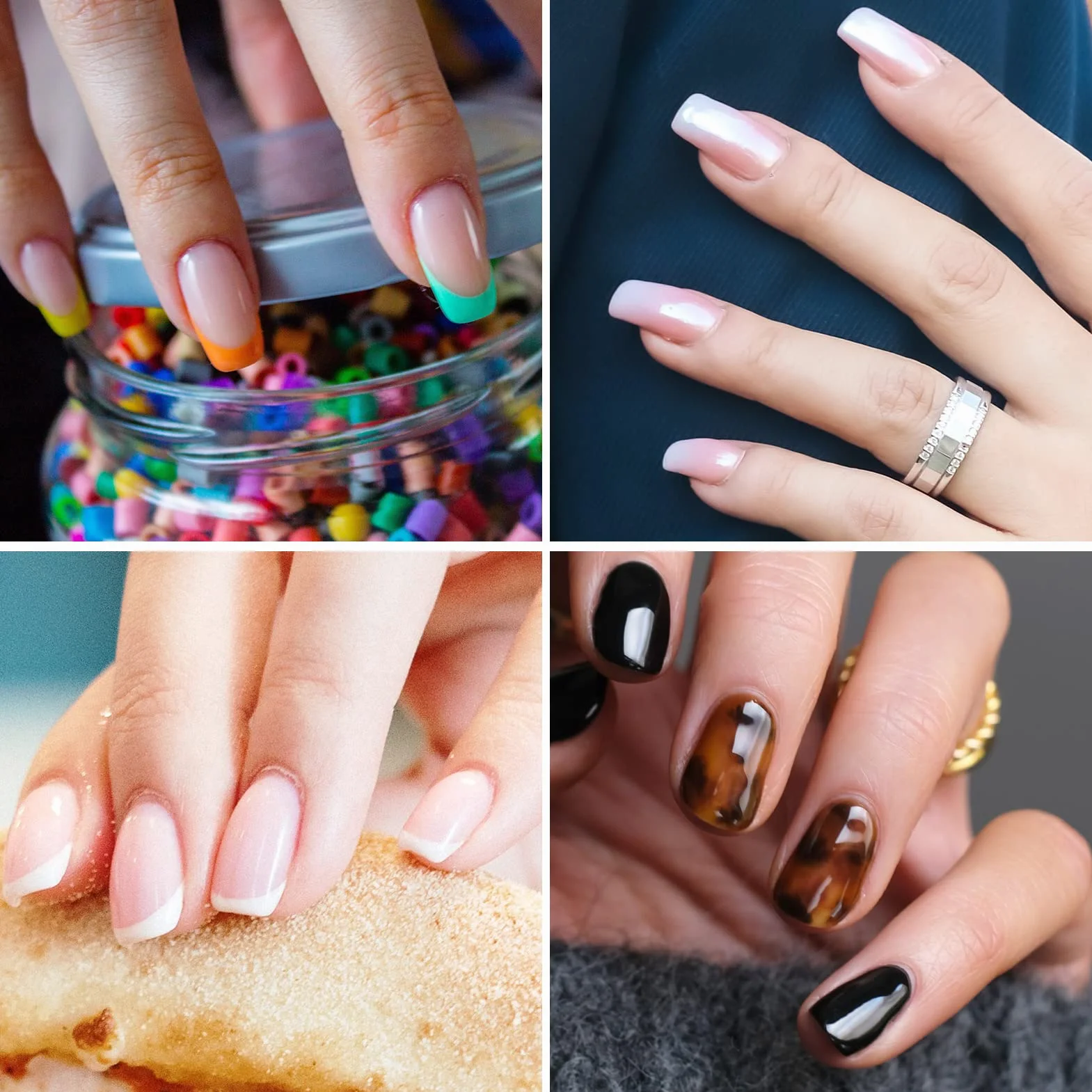 Pennelli Unghie Gel Ombre/French Professionali con Tappo Penna per Nail Art Semipermanente, LEA-SHALL Pennello Doppia Estremità 2 Teste Ombre/Francese Pennellino Ricostruzione Set