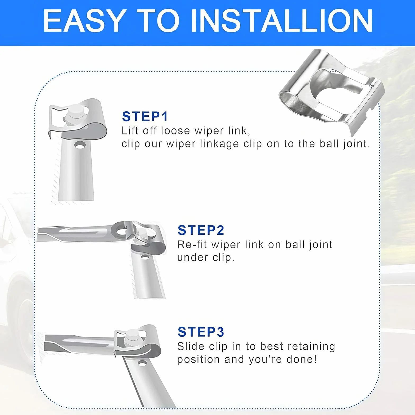 Clip Tergicristallo Punto Ricambio Giunto Motorino Kit Riparazione Collegamento Argento 6 Pezzi