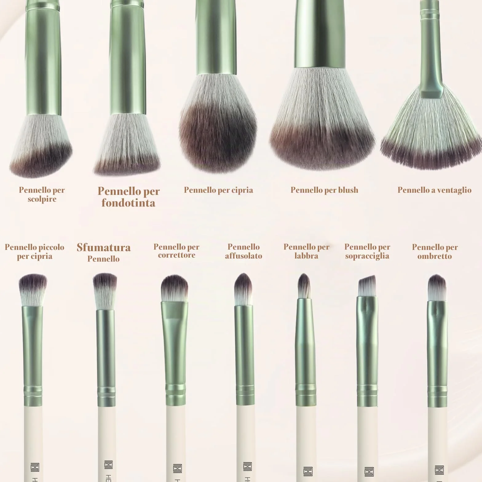 HEYMKGO Pennelli Make Up 12PCS Set di pennelli professionali per il trucco Premium sintetici per fondotinta polvere fard labbra ombretto sopracciglia kit di pennelli per il trucco con borsa da viaggio