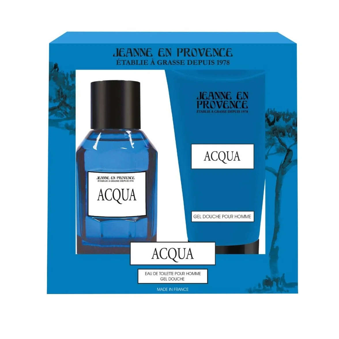 JEANNE EN PROVENCE - Cofanetto Regalo per Uomo - Acqua - Eau de toilette 100 ml + Gel doccia integrale 150 ml - Profumo Musc Santal - Prodotto e confezionato in Francia a Grasse