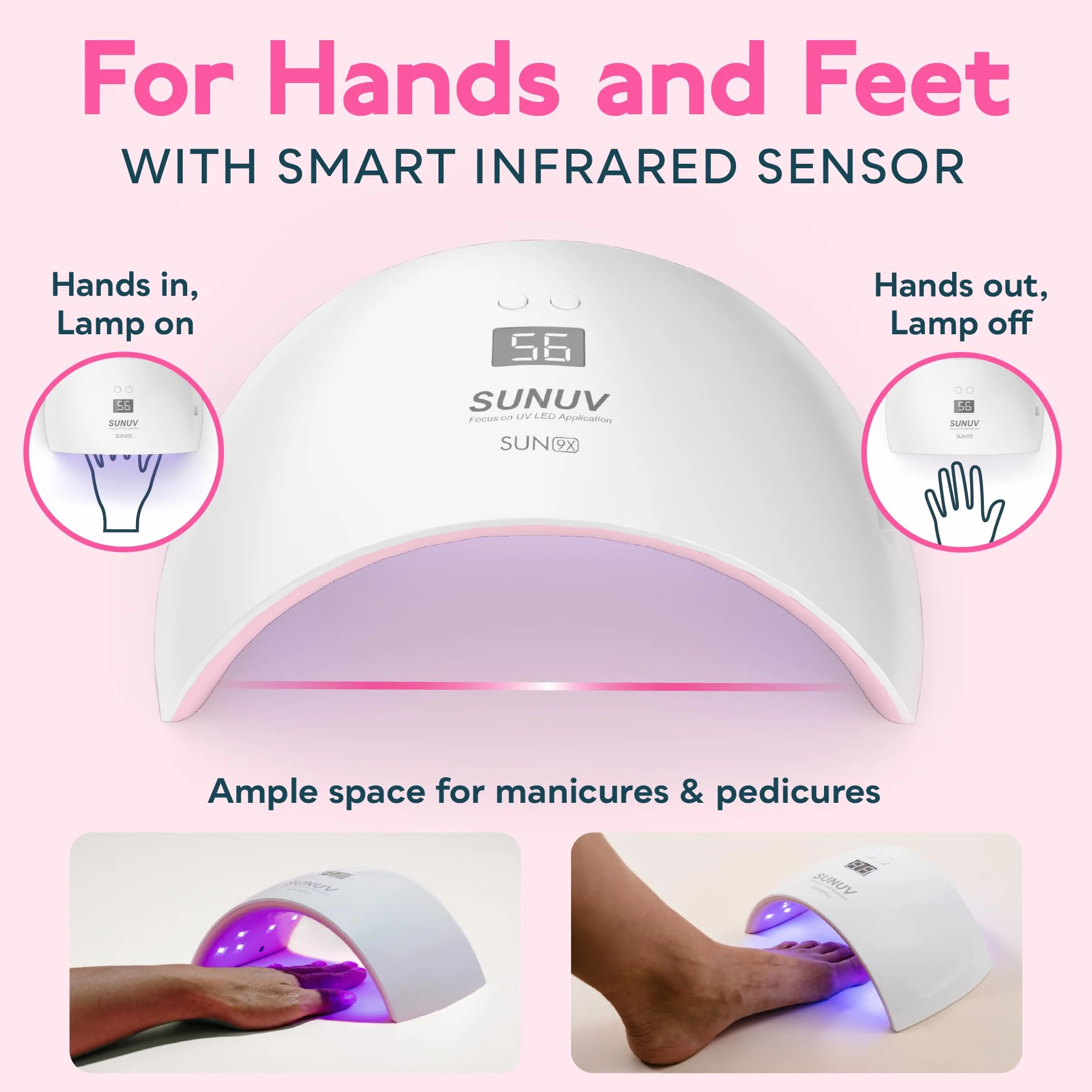 SUNUV Lampada Asciuga Unghie LED UV con Sensore Automatico e Schermo LCD per Manicure e Pedicure