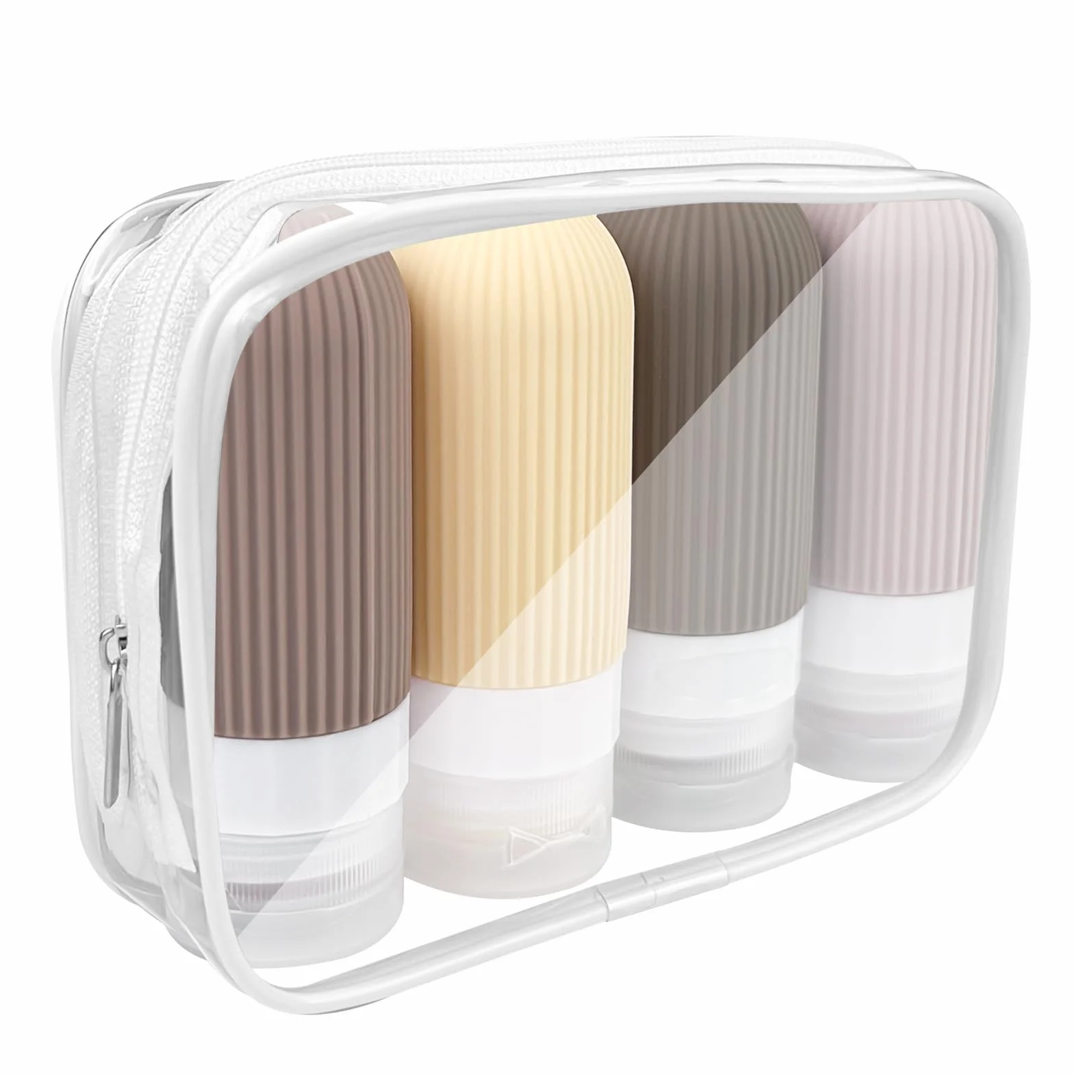 Newpop Contenitori da Viaggio Per Liquidi(4Pcs), Kit Bottigliette Aereo Prodotti Igiene Travel, 4 Pezzi Flaconi in Silicone 100 ml Set, Bagno Boccette Contenitore Bottiglie Shampoo da Viaggio