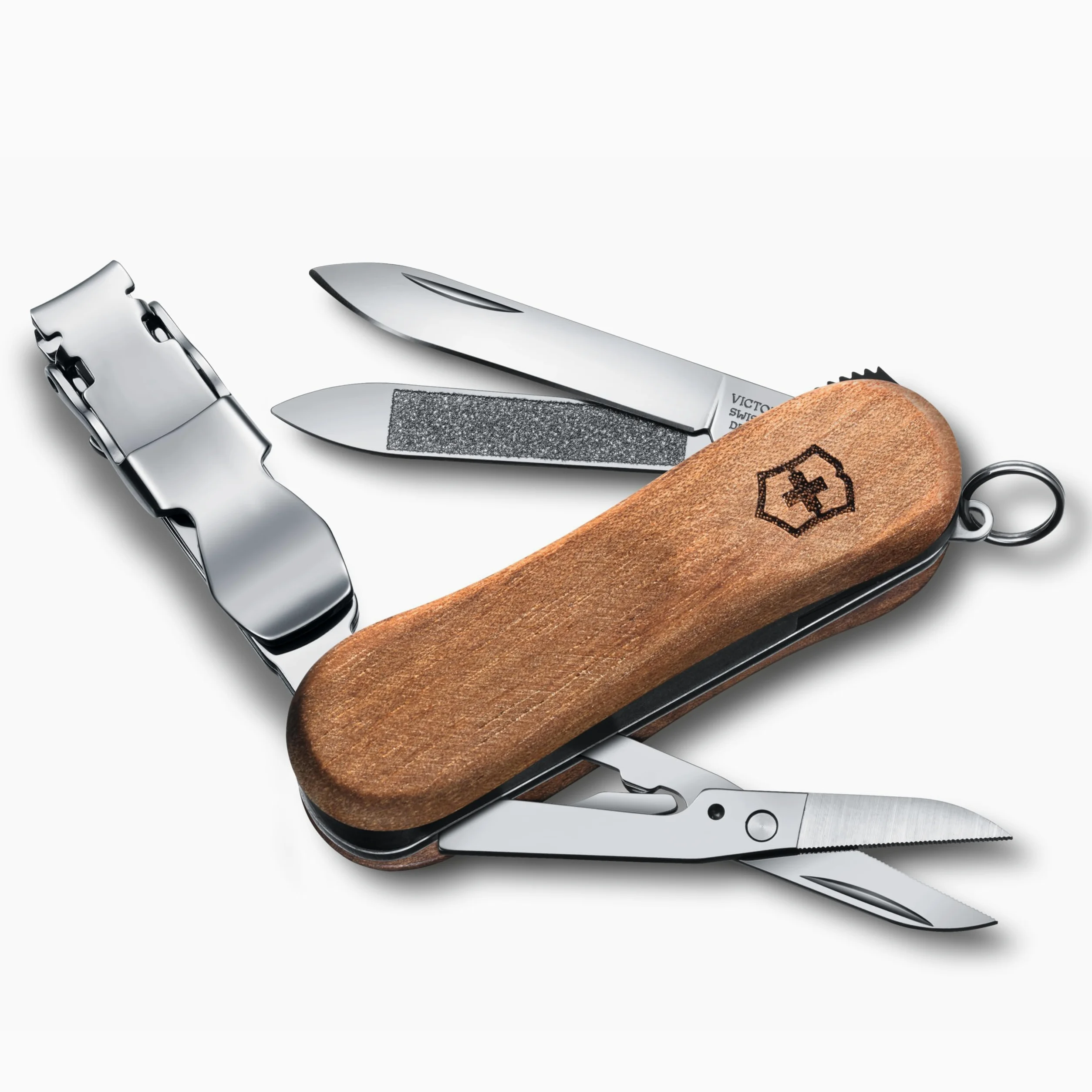 Victorinox, Nail Clip 580 Wood, Coltellino Svizzero, Originale, Multiuso, Campeggio, 6 Funzioni, Lama, piccola, Lima per unghie