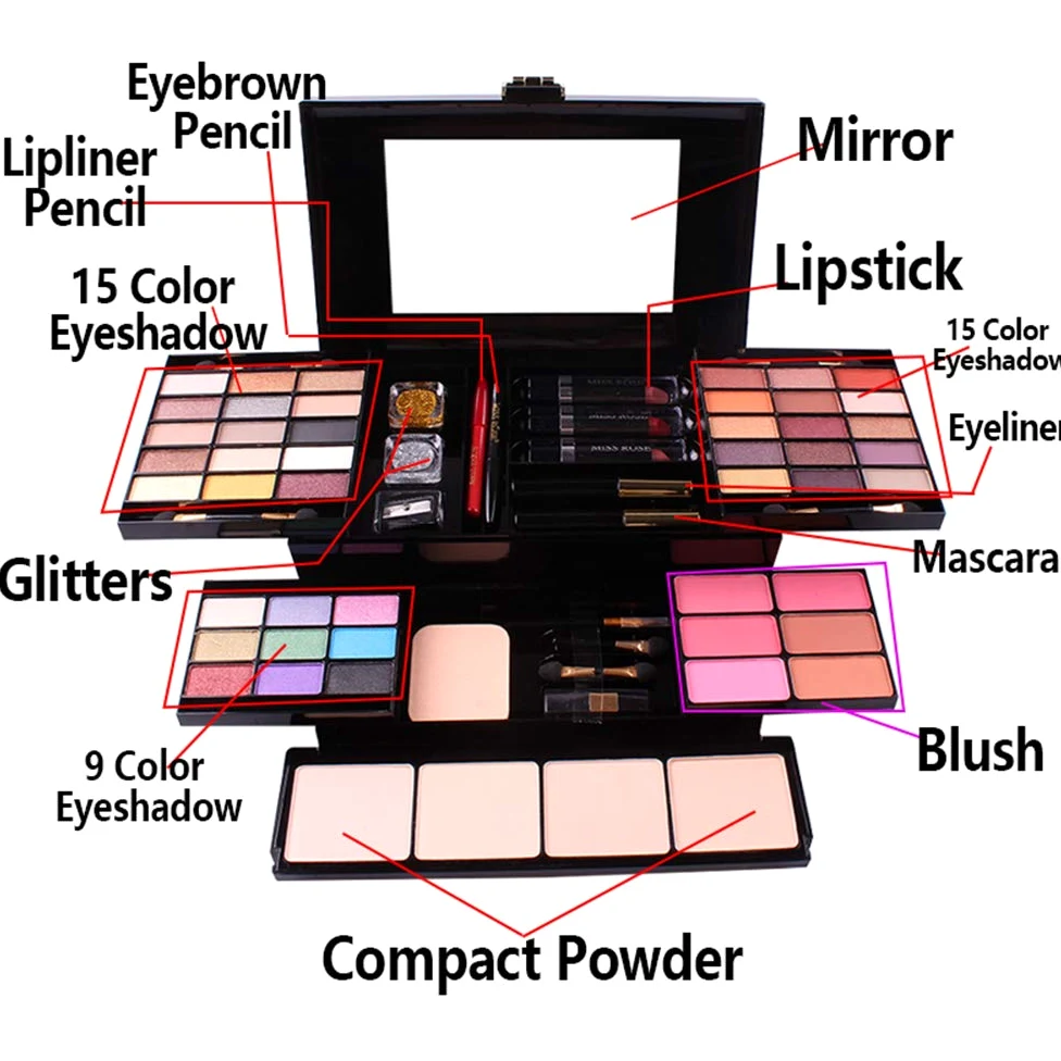 Make up set regalo, Kit trucchi make up completo, Valigetta trucchi, Set trucchi donna per ragazze adolescenti dai 13 ai 15 anni, Cosmetics Tavolozza Trucco(39 pezzi)
