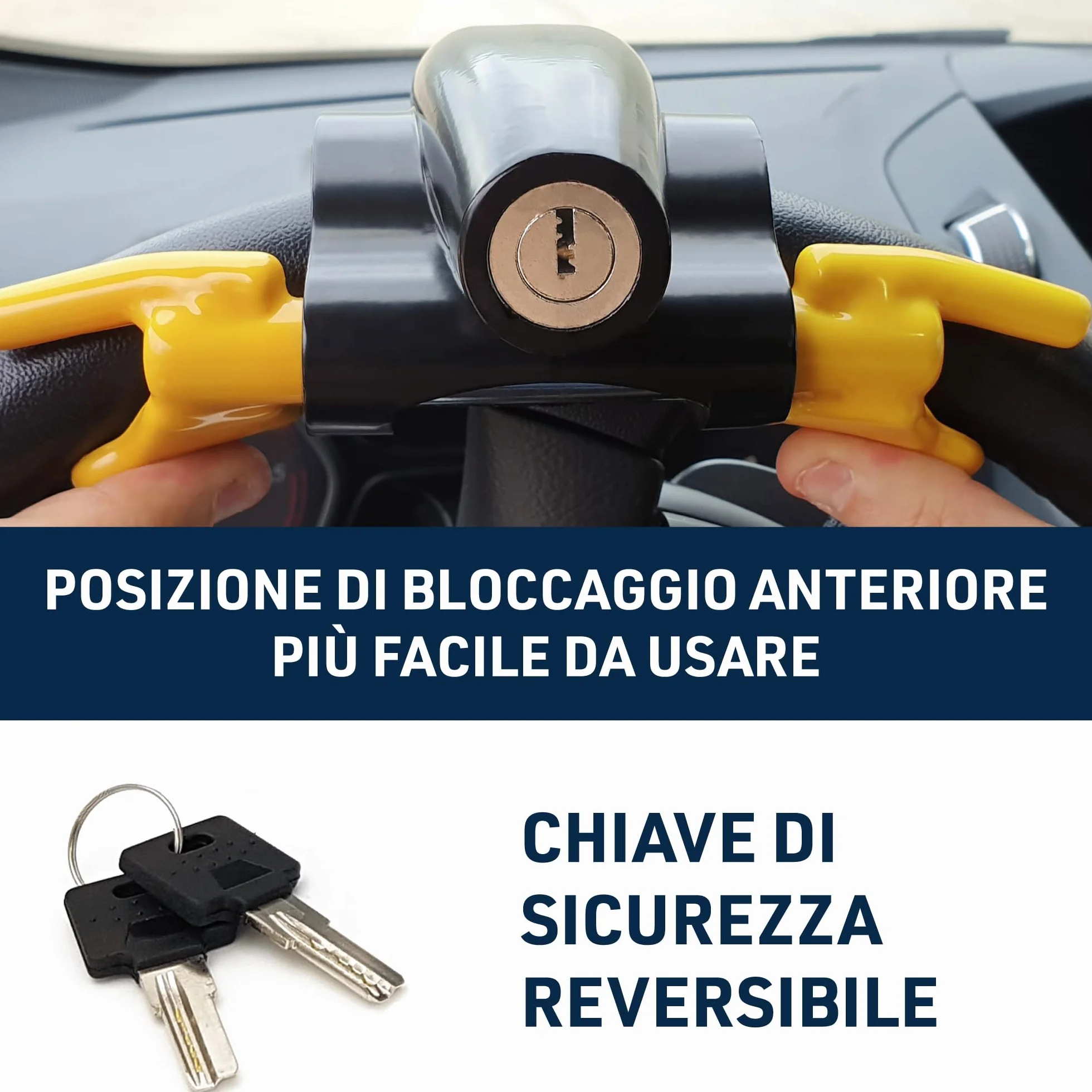 Antifurto Auto Alta Sicurezza, Blocca Sterzo Universale per Auto Furgone Camper
