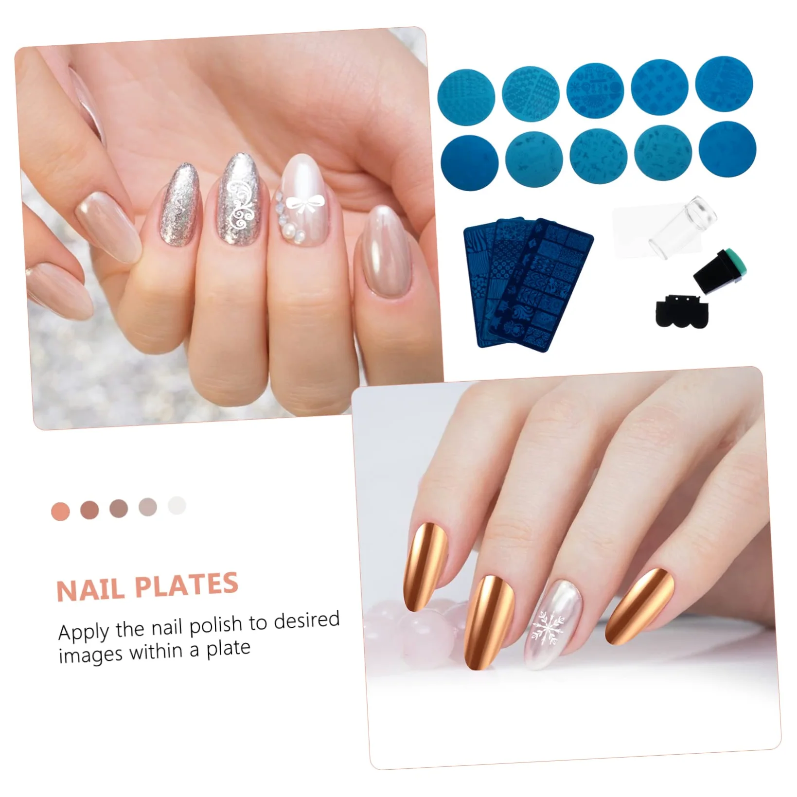 minkissy 2 Set Di Piastre Per Timbri Per Unghie Modelli Per Timbri Per Nail Art Set Di Stencil Per Manicure Kit Per Timbri Per Nail Art Finitura A Specchio 13 Pezzi * 2