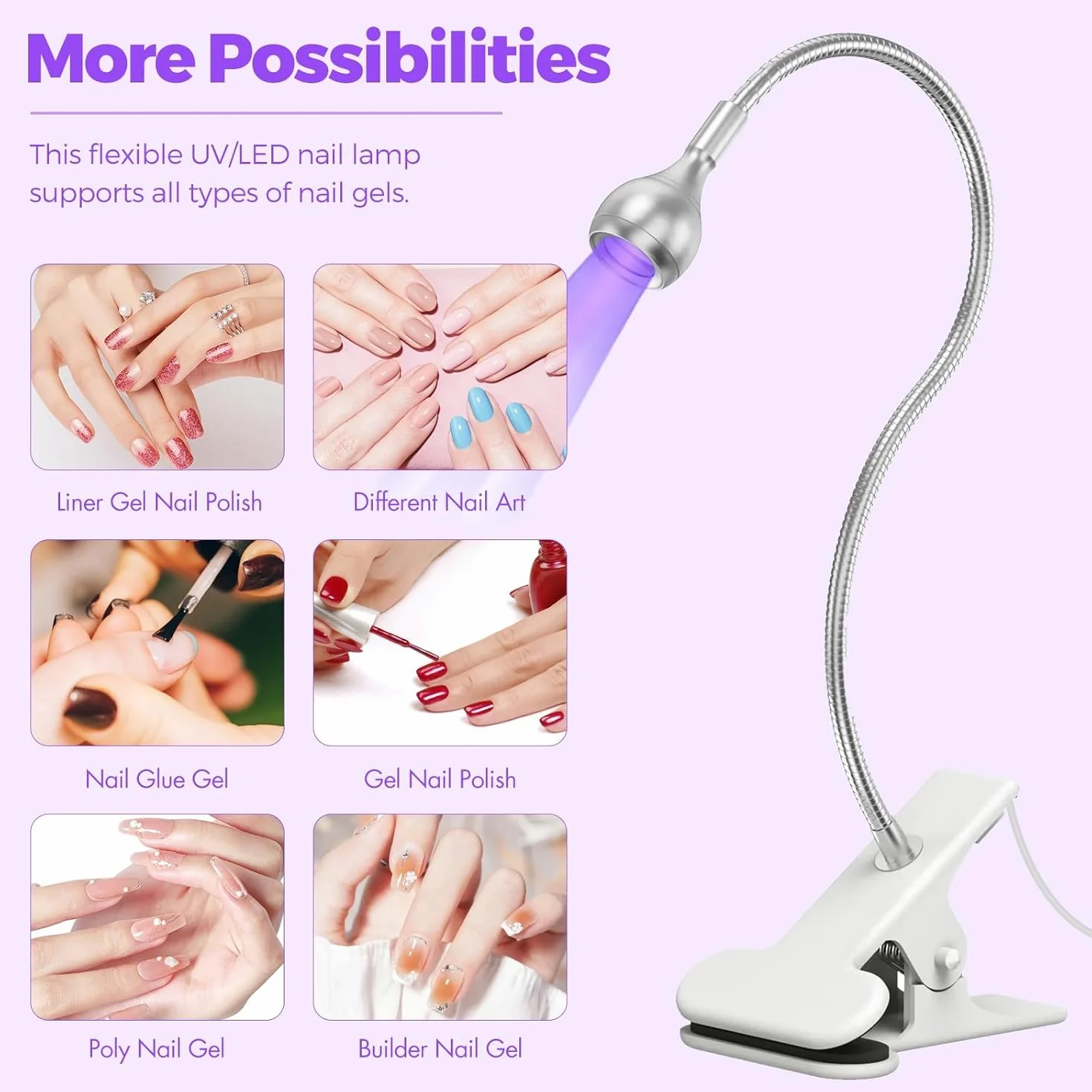 Lampada UV Led Unghie, 5W Mini Essiccatore per Unghie UV per unghie in gel lampada per colla ultravioletta professionale americana con testa rotante a 360 gradi per manicure a dita asciutte