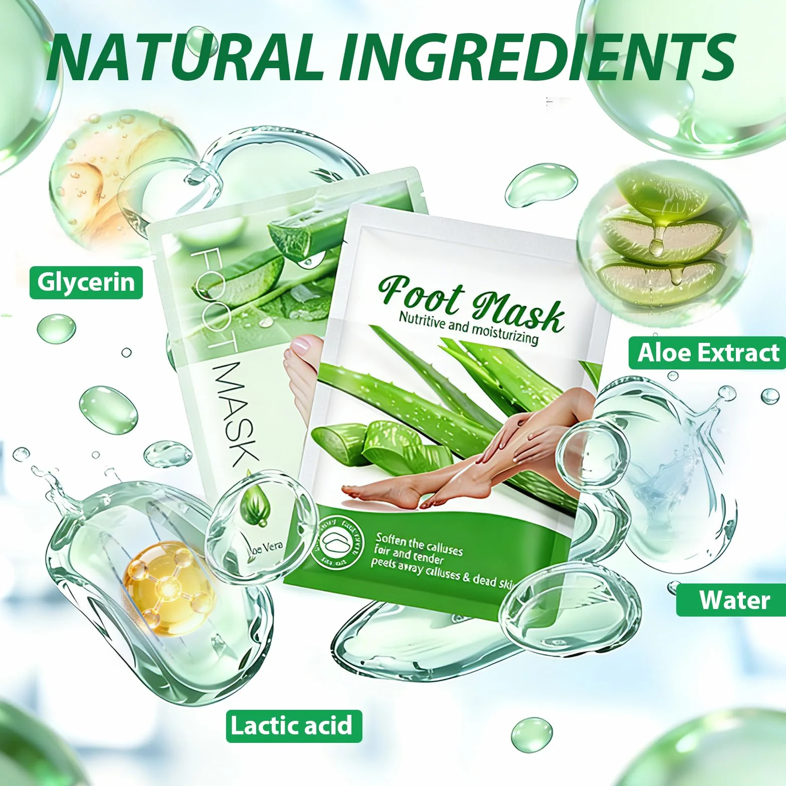 2 Paia Maschera Piedi Esfoliante, Maschera Peeling Piedi, Foot Peel Mask, Calzini Pedicure Peel Off, Rimozione Della Pelle Morta e Calli, Cura e Scrub Piedis, Effetto Idratante(Aloe Vera)