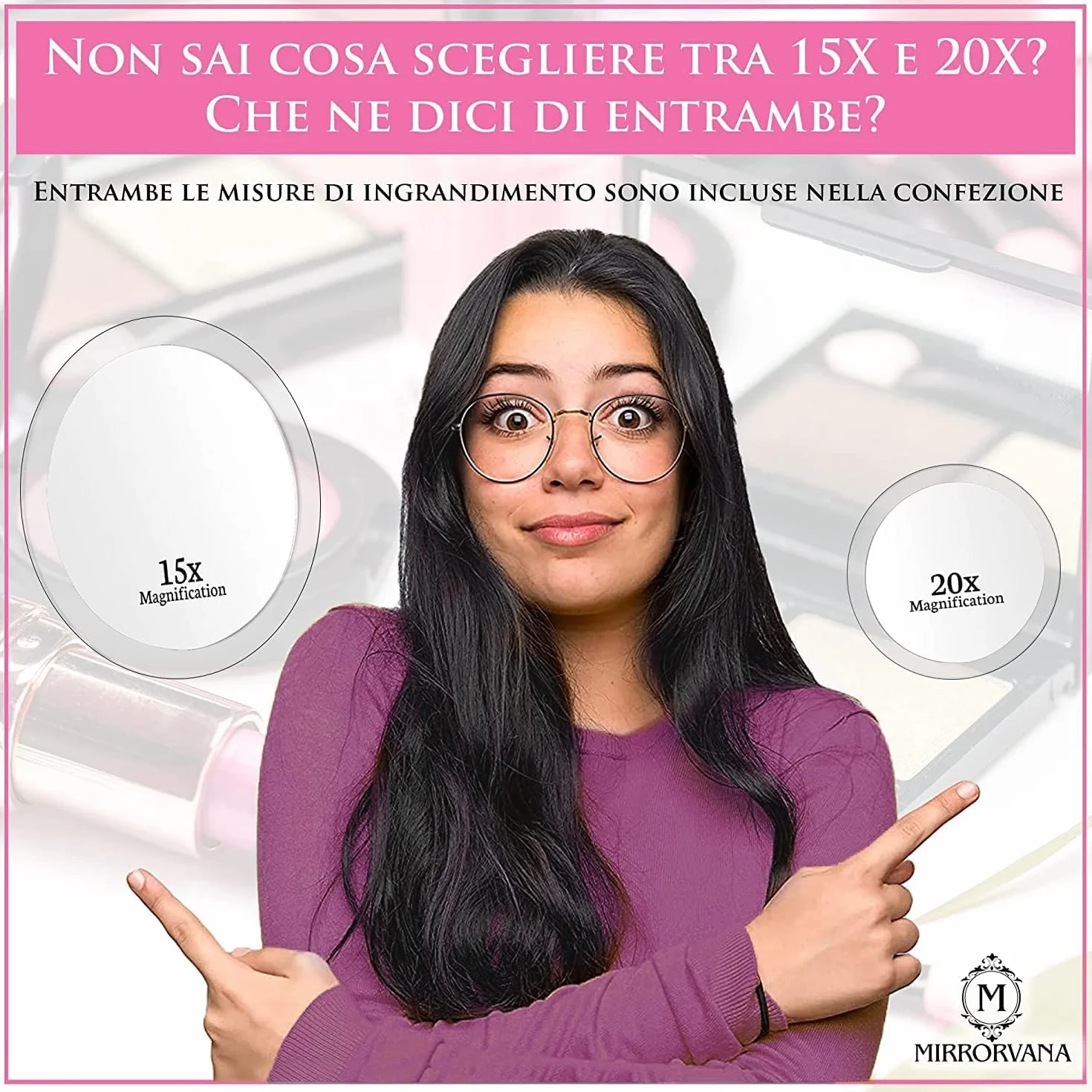 Specchio Ingranditore 15X e 20X con Ventosa 15cm 10cm Trucco