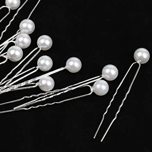 hixswnu Set forcine per Capelli da Sposa con Perle - 40 Fermagli per Capelli a Forma di U per Donna, Accessori da Sposa, forcine per Capelli Eleganti con Perle per spose e Damigelle d'Onore