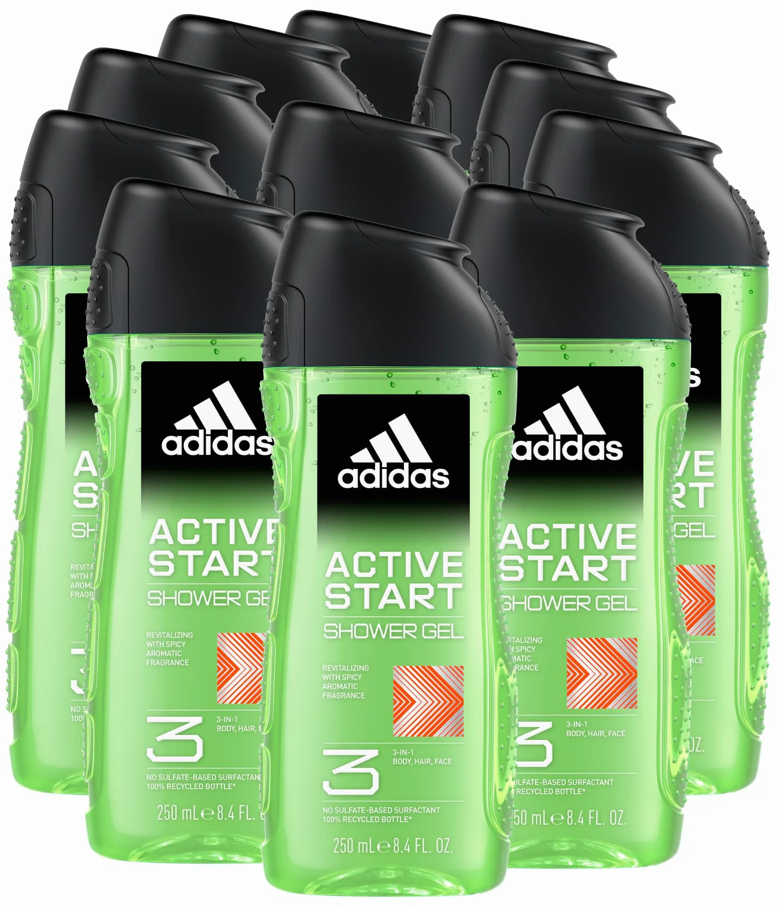 Adidas, Active Start Gel Doccia Bagnoschiuma 3 in 1 per Corpo, Capelli e Viso, 400 ml