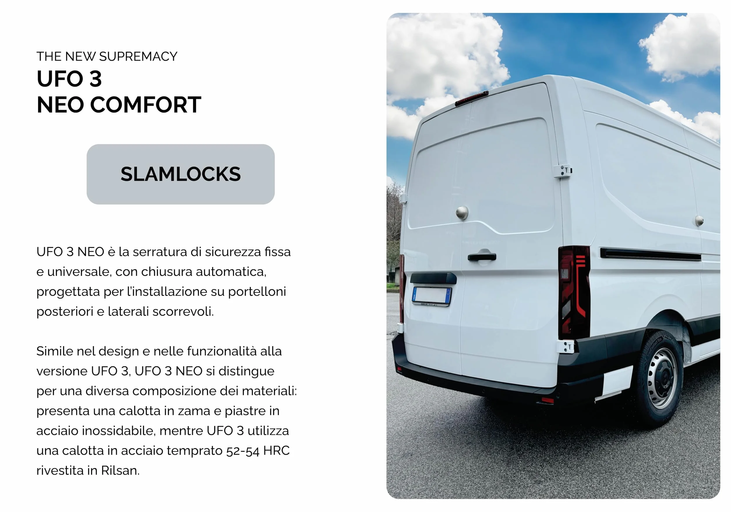 UFO MERONI SERRATURE Ufo 3 Neo Comfort Serratura Antiscasso Alta Sicurezza Furgoni Veicoli Commerciali Leggeri