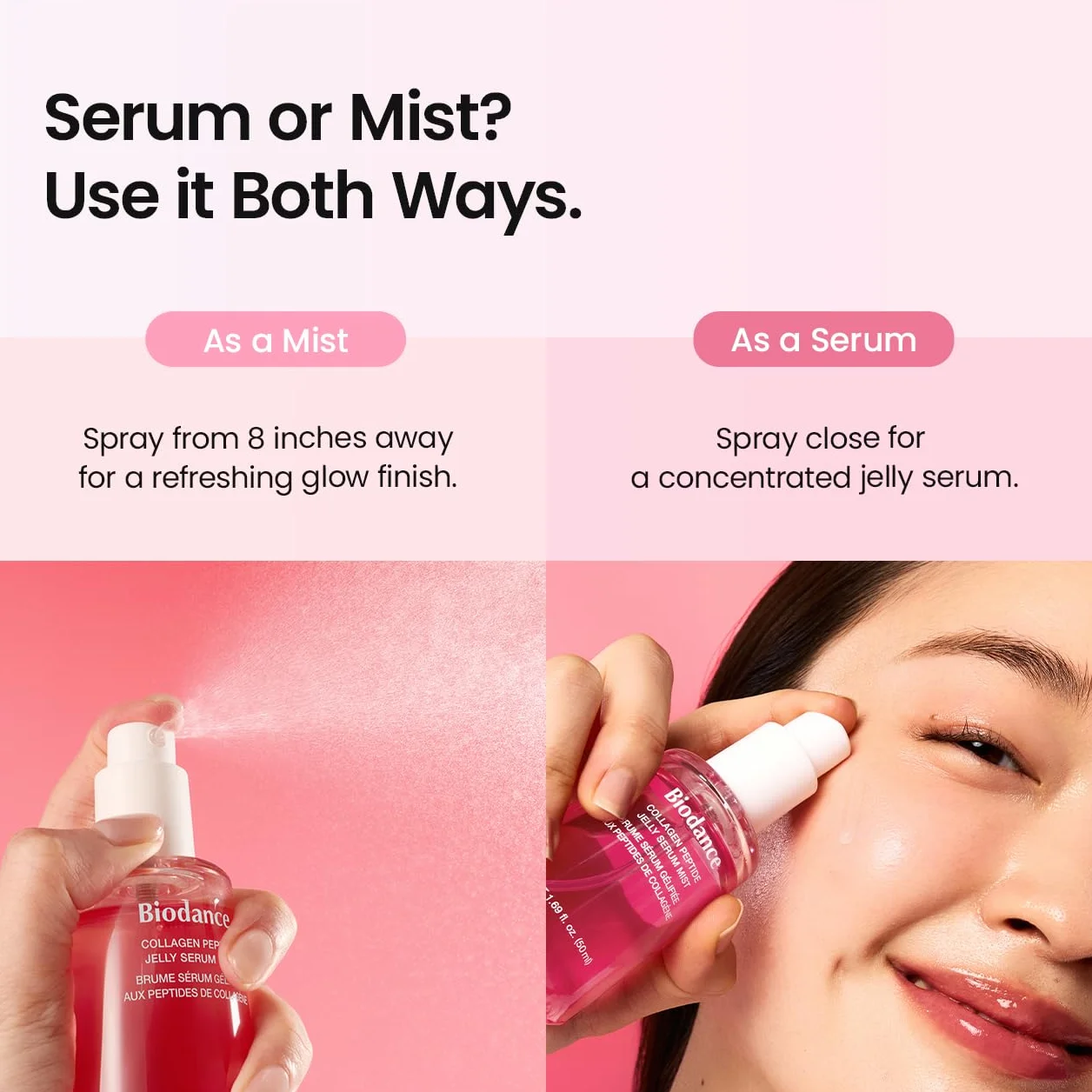 BIODANCE Jelly Serum Mist al Collagene Peptidico – Spray Viso Idratante Effetto "Glass Skin", Anti-Age Rimpolpante, Hydrogel Spray Innovativo, Skincare Coreana | 50 ml