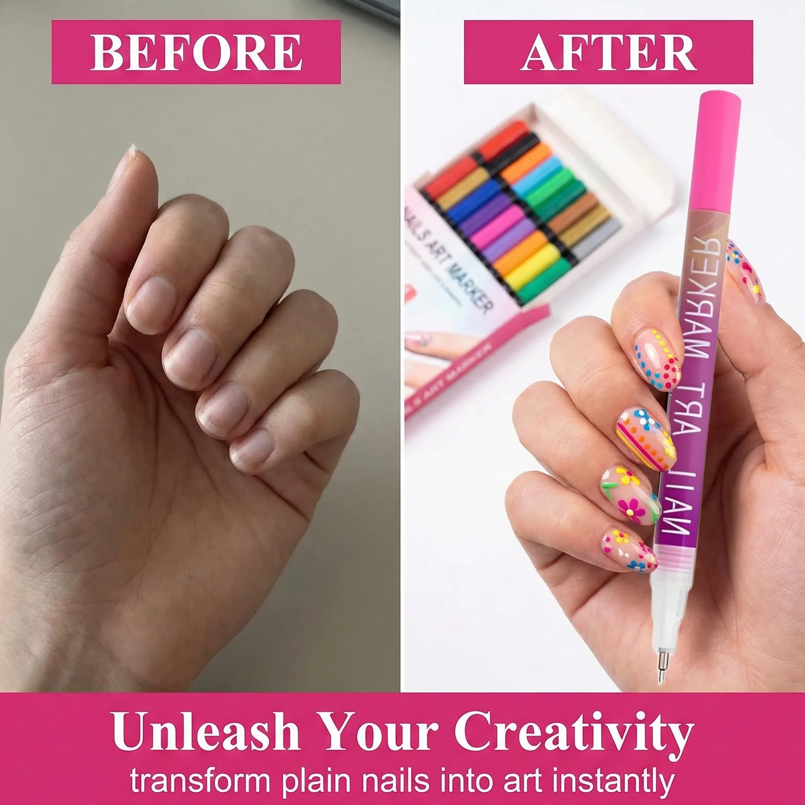 Set da 12 Penne per Nail Art 3D con Pennelli per Disegno e Dotting, Kit Completo per Decorazione Unghie Fai da Te, Ideale per Adulti e Bambini