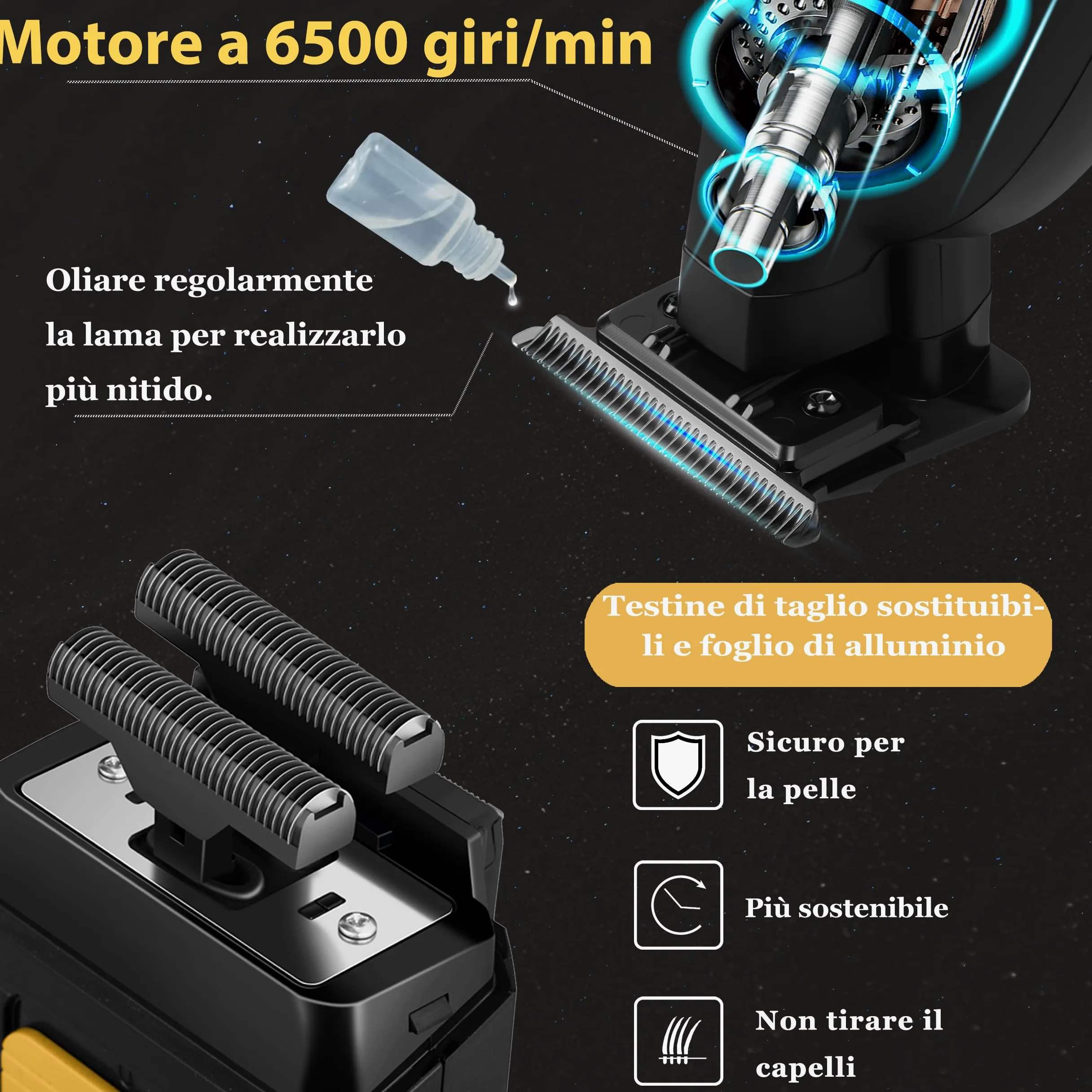 Kemei Rasoio elettrico da uomo - Rasoio per capelli professionale senza spazio - Rasoio a testa calva senza fili - 1102+2299