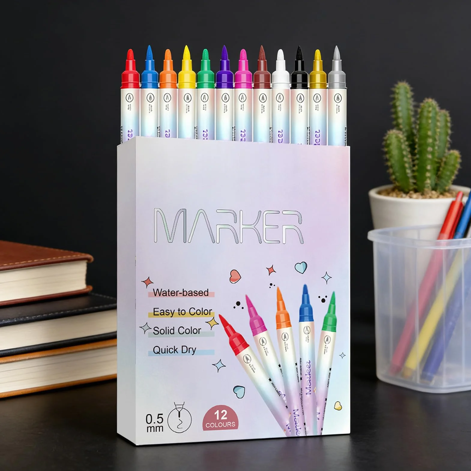 Penna Smalto per Unghie,Set 12 Colori ad Acqua - Pennarelli Smalto A Doppia Punta Per Bambini - Per Donne E Ragazze Gel Manicure Puntinatura Disegno E Pittura