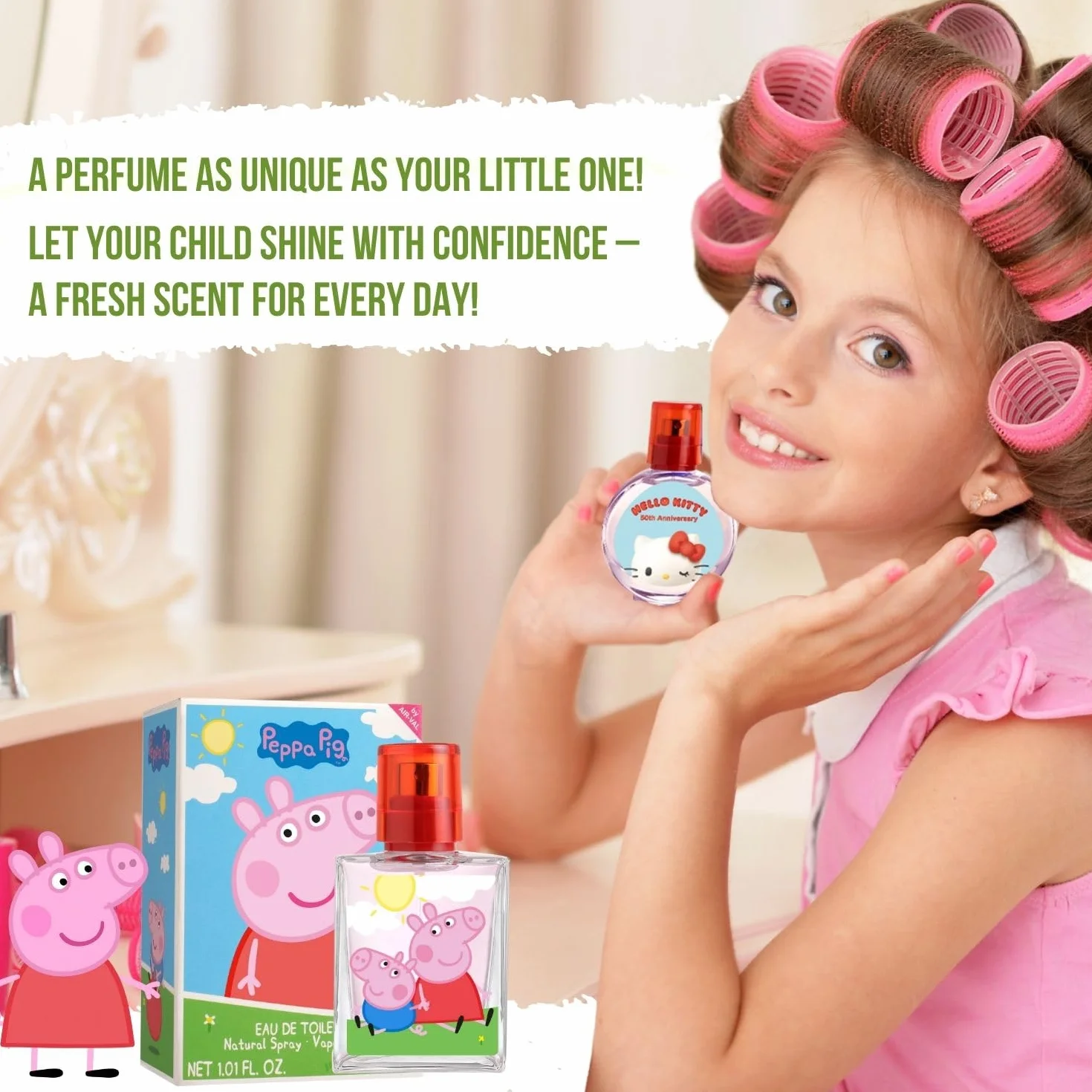 Peppa Pig Eau de Toilette 30 ml per bambini, fragranza in bottiglia di vetro