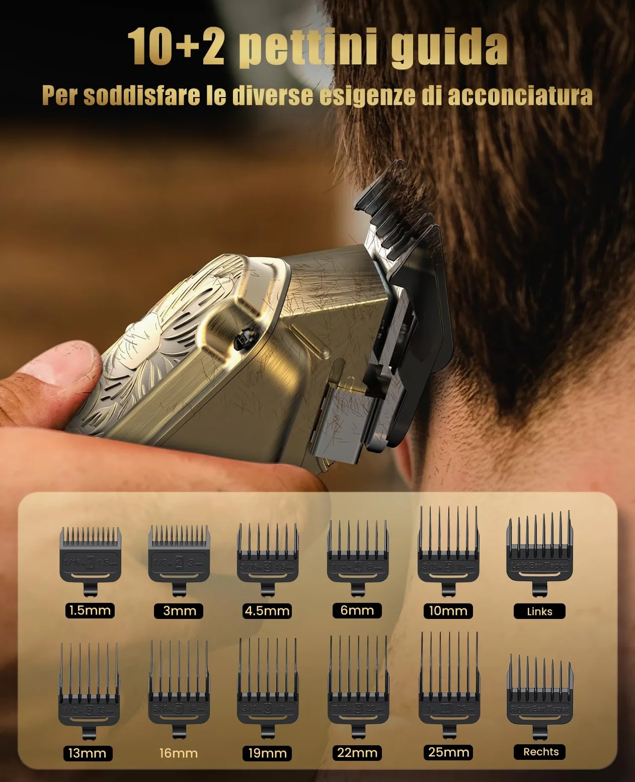 Tagliacapelli da uomo, senza fili, professionale, IPX7, impermeabile, kit di tagliacapelli da barbiere con USB ricaricabile