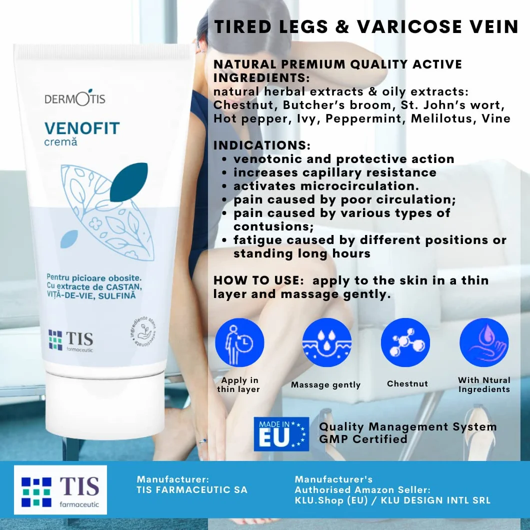 VenoFIT Crema Per Vene Varicose, Problemi Di Circolazione Venosa, Capillari Fragili, Gambe Doloranti, Riduce il Gonfiore, Azione Venotonica, Gambe e Piedi Stanchi, Gonfie, Pesanti e Senza Riposo -50g