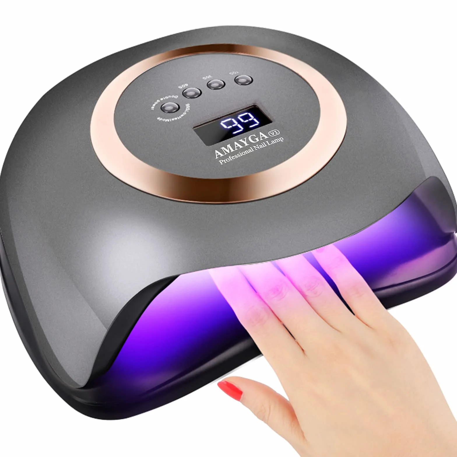 Lampada Unghie UV LED,168W Fornetto per Manicure/Pedicure Permanente Smalto Semipermanente 4 Timer con 10s/30s/60s/99s Display LED Automatico Sensore