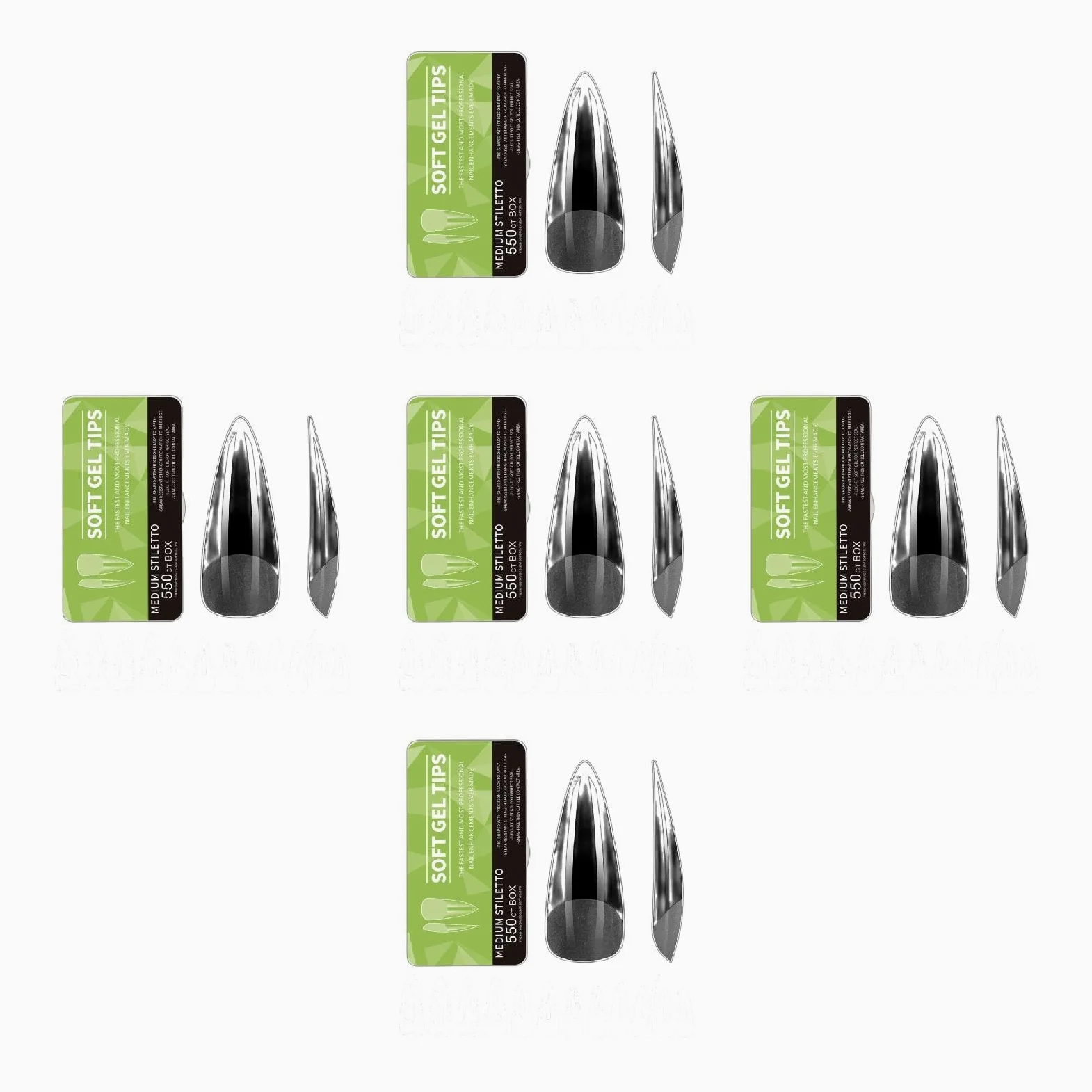 550PCS Chiaro Gel Nail Tips Copertura Completa Morbido Acrilico Press On Estensioni Manicure Professionale Per Salone E Uso Domestico Chiodo A Forma di Mandorla