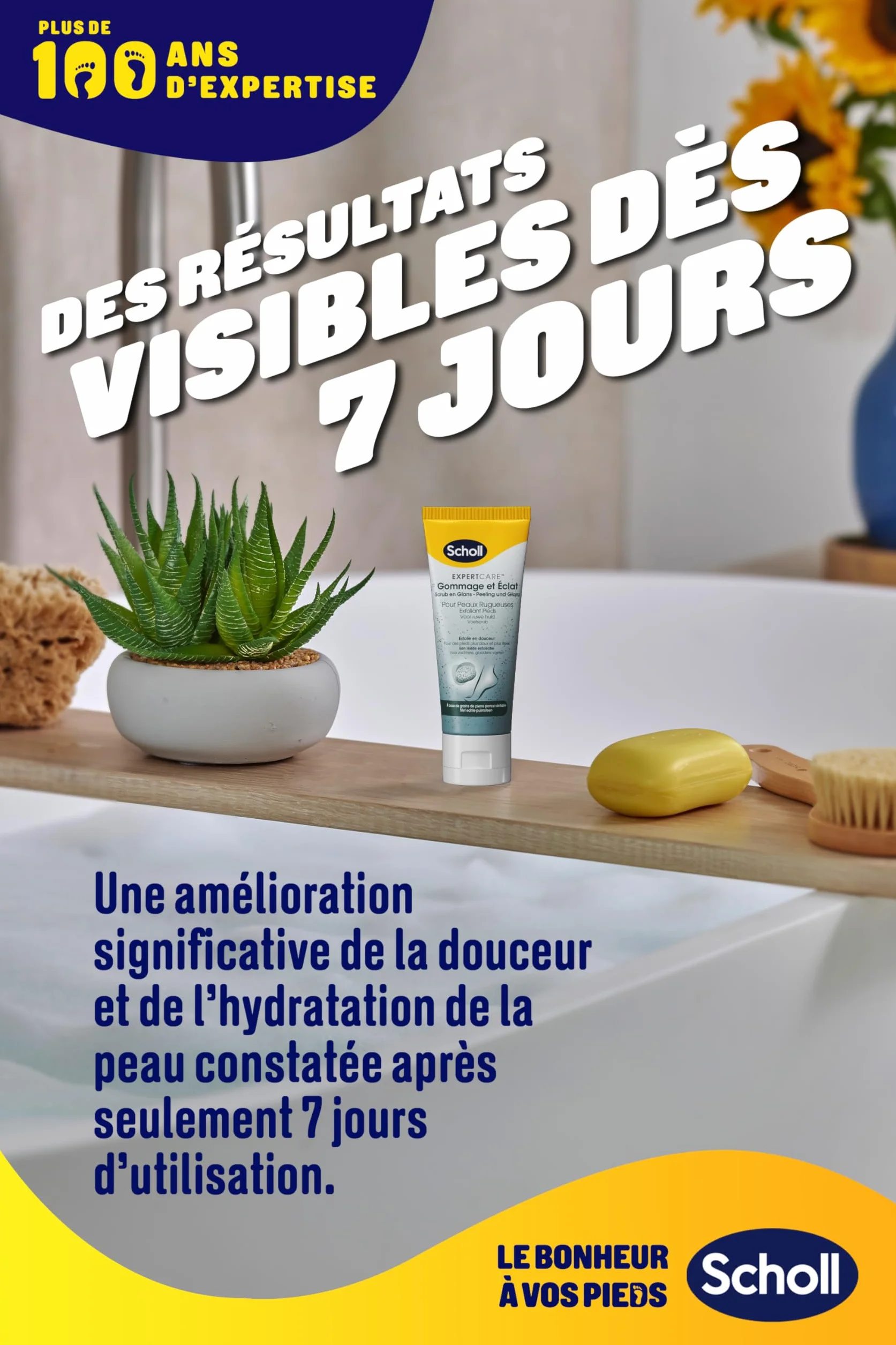 Scholl Crema Piedi Scrub e Brillante per pelli ruvide - Cura esfoliante per piedi secchi e ruvidi a base di pomice vulcanica - 75 ml