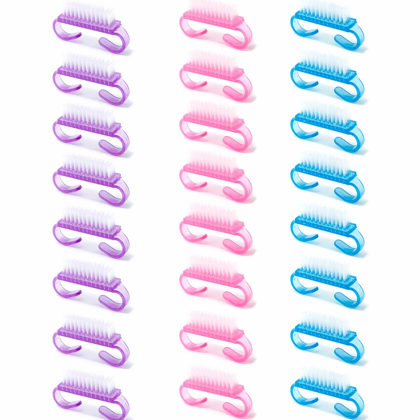 Spazzolino per Unghie 24 Pezzi, Set Pulizia Unghie Mani e Piedi, Rosa Viola Blu