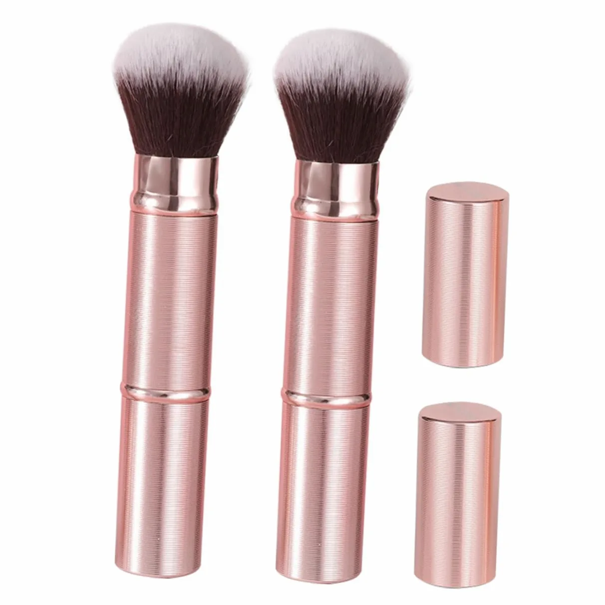 Mikinona Set 2 Pennelli Trucco Viso Doppia Estremità Retrattili con Cappuccio Pennello Multifunzione in Fibra Sintetica per Ufficio e Viaggio