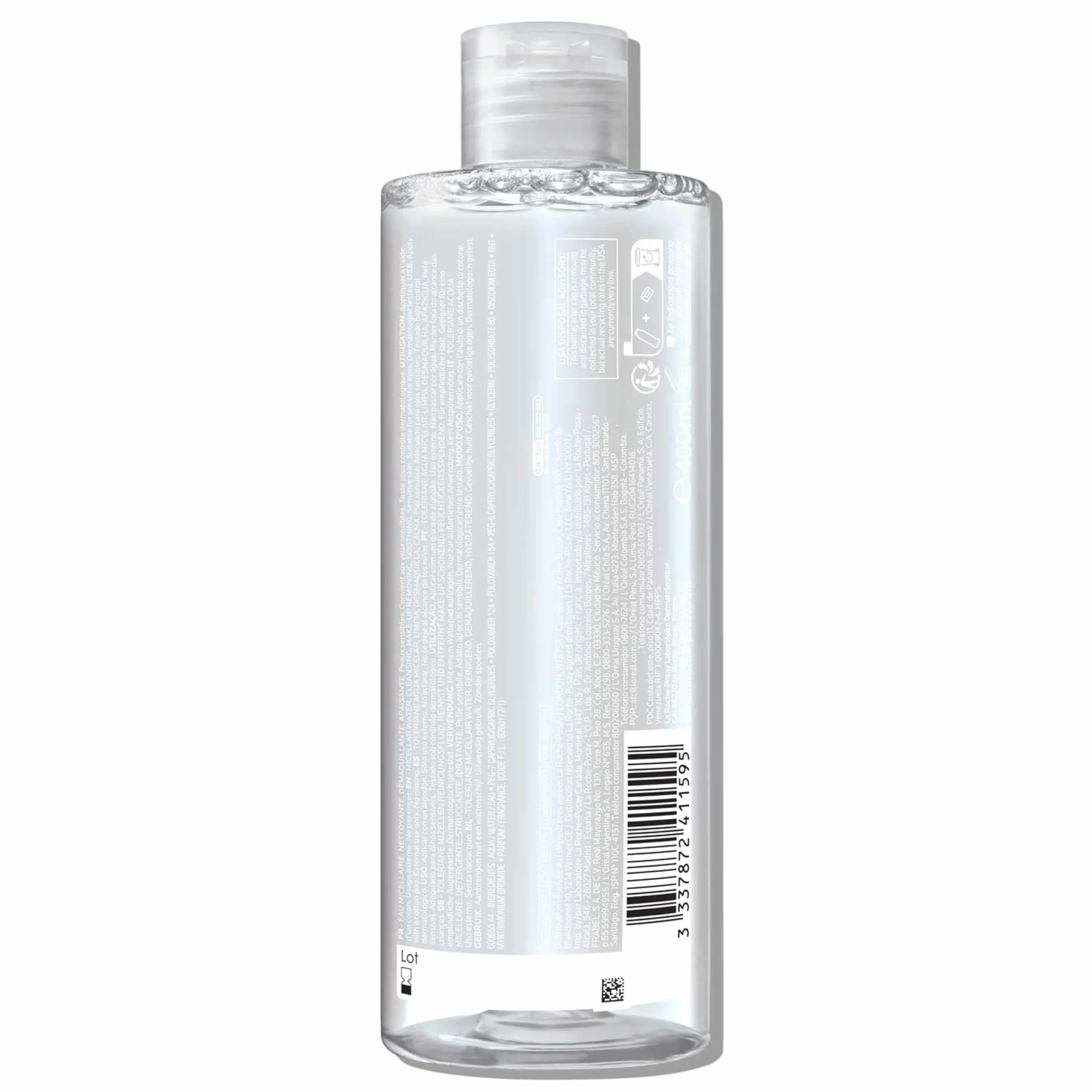 La Roche-Posay Toleriane Physiologique, Acqua Micellare Detergente, Adatta a Pelli Sensibili, Effetto Lenitivo, Risultato Purificante, Con Glicerina e Acqua Termale, 400 ml