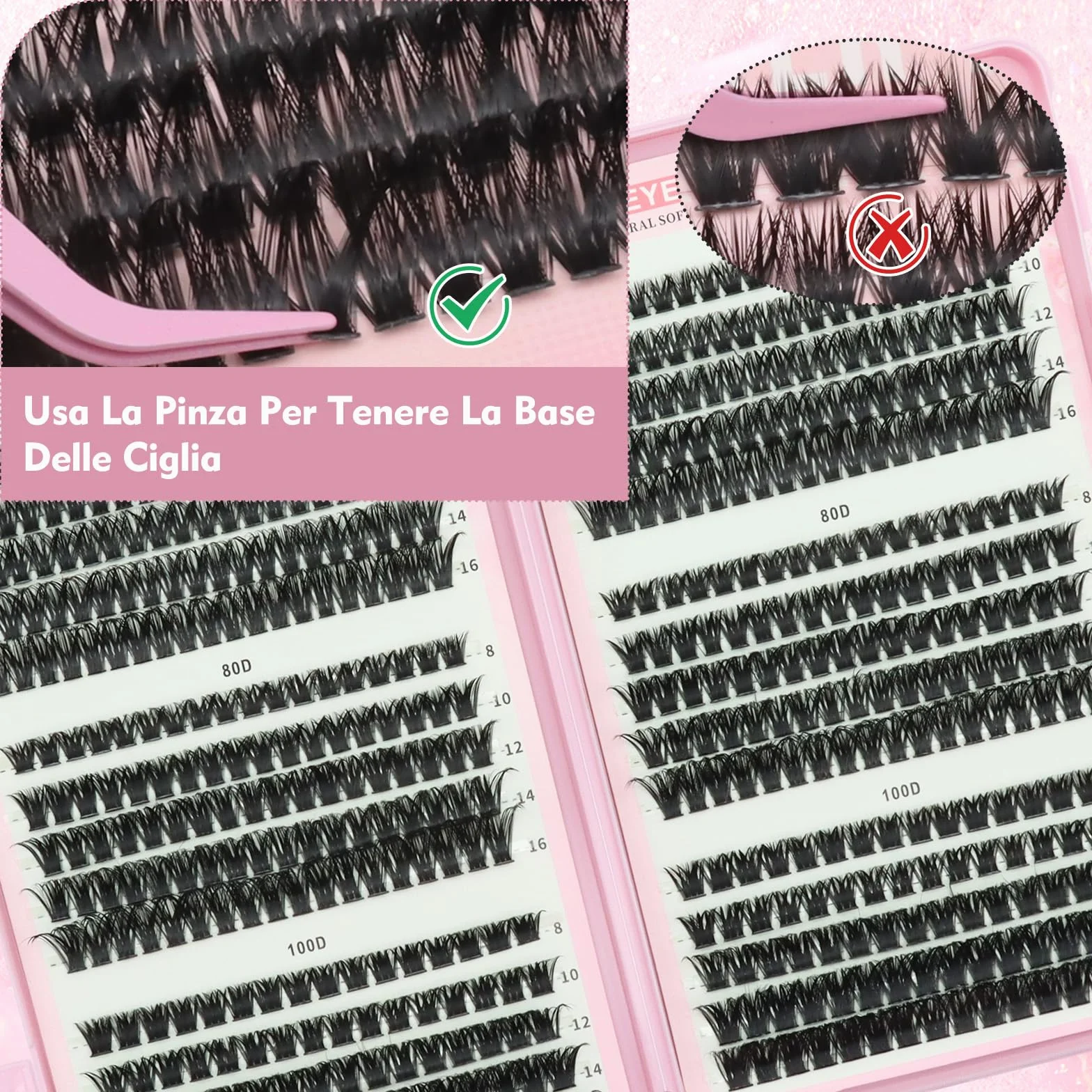 VEGCOO 560 Pezzi Ciglia Finte Extension Ciglia, 60-80-100D Curl, 8-16mm Kit