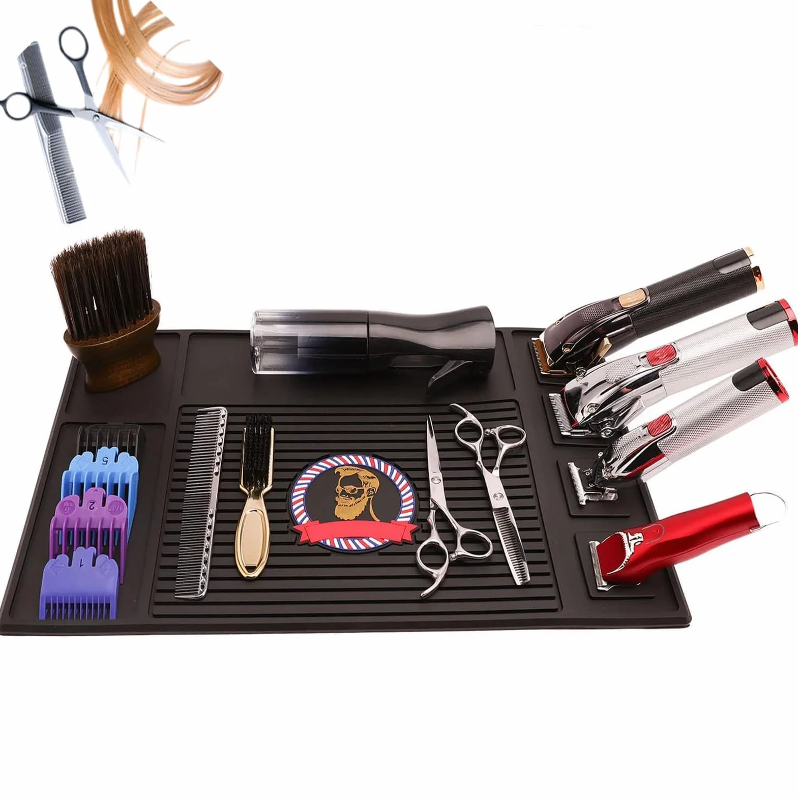 Agatige Tappetino per Attrezzi da Barbiere, Tappetino Antiscivolo in Silicone Termoresistente Barber Shop Accessori a Forte Assorbimento Tappetini per Barbieri Parrucchieri