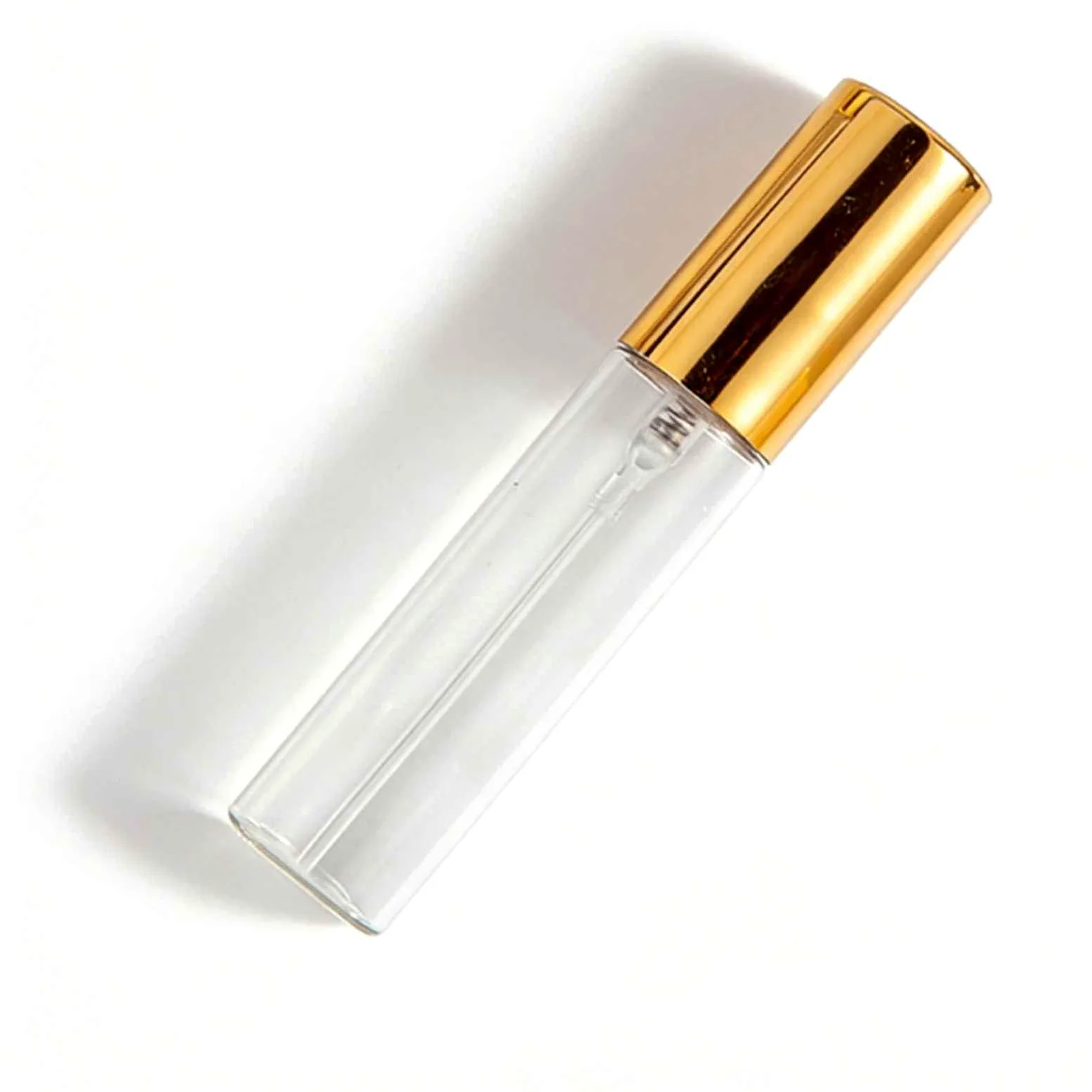 Flaconi spray portatili per profumi, in vetro, da 10 ml, per viaggi, 50 pezzi, erogatori di nebbia fine, mini formato per profumi, oli essenziali, in uscita (oro)