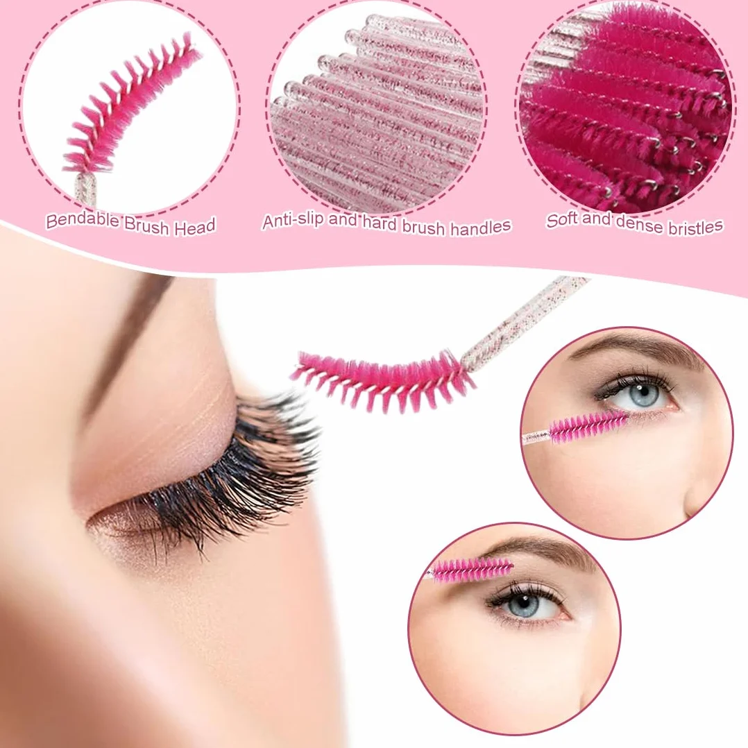 Set 50PCS Monouso Pennelli Lip Gloss + 50PCS Pennelli Scovolino Ciglia Monouso - Strumenti trucco per labbra e occhi.