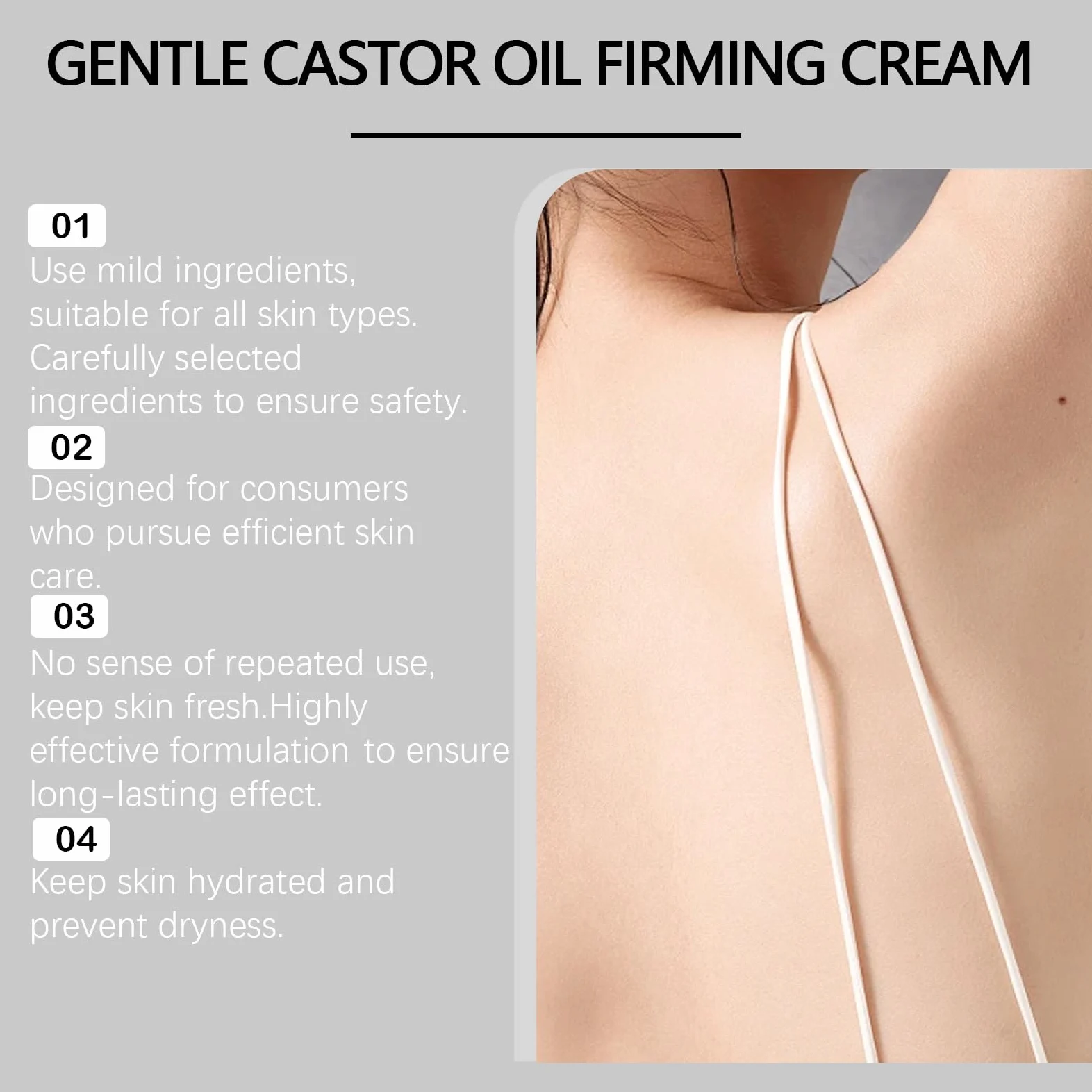 Qingling, crema antirughe, rassodante anti-invecchiamento, per uomini e donne, creme rassodanti e antirughe, con olio di ricino, contro la pelle flaccida e linee sottili, umidità (4 pezzi)