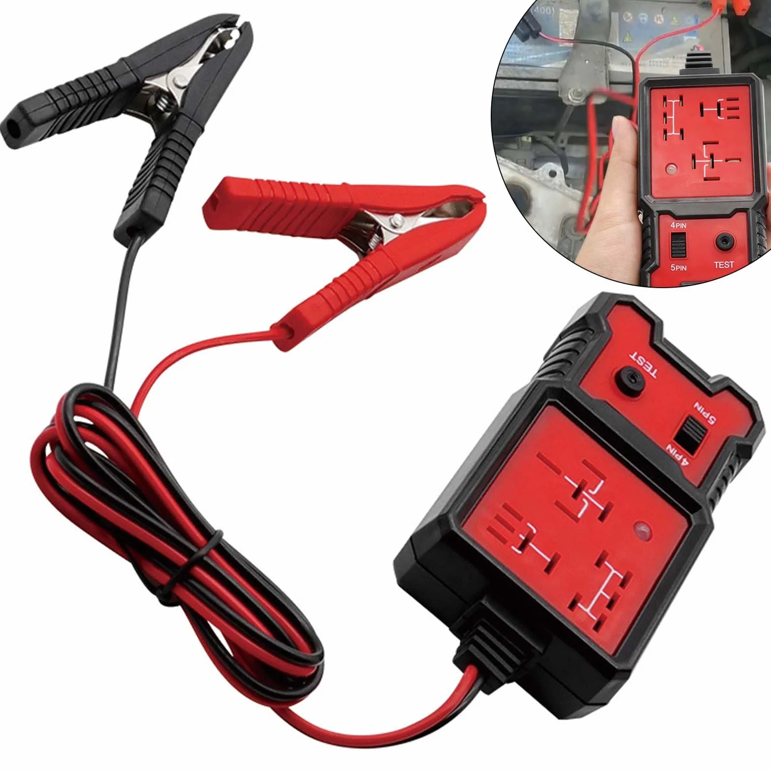 Gomety Tester Per Relè Auto 12/24V Con Pinze, Kit Di Test Portatile, Display LED