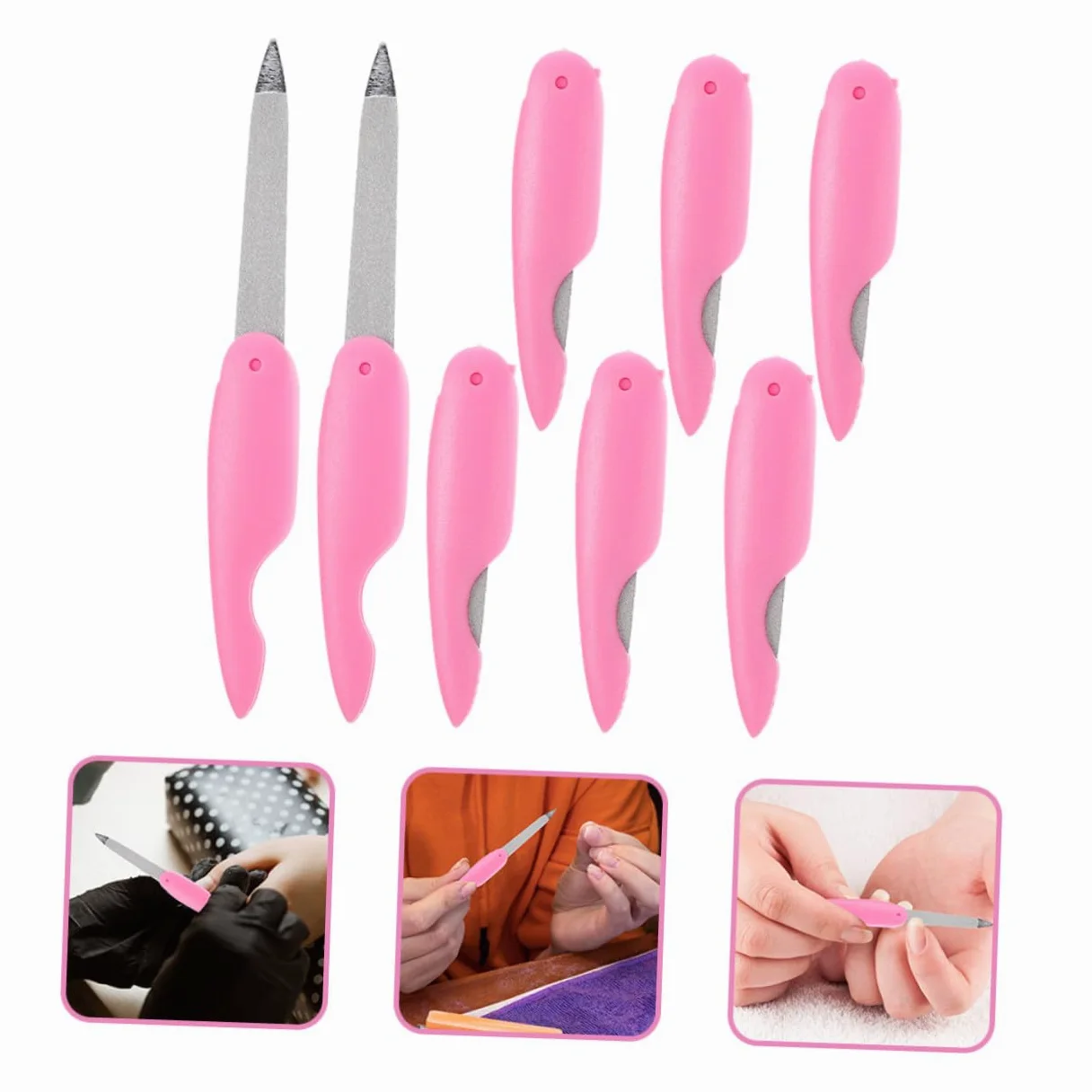 FRCOLOR 8 per Unghie Pieghevoli Mini Limetta Doppia Faccia Lavabile Satinata Design Compatto per Manicure e Pedicure