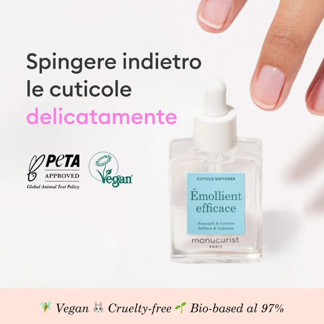 Manucurist - Emolliente Efficace per unghie e cuticole - Gel emolliente cura cuticole - 9-free, 97% di ingredienti bio-based - Made in France - Prodotti per la cura delle unghie - Flacone da 15 ml