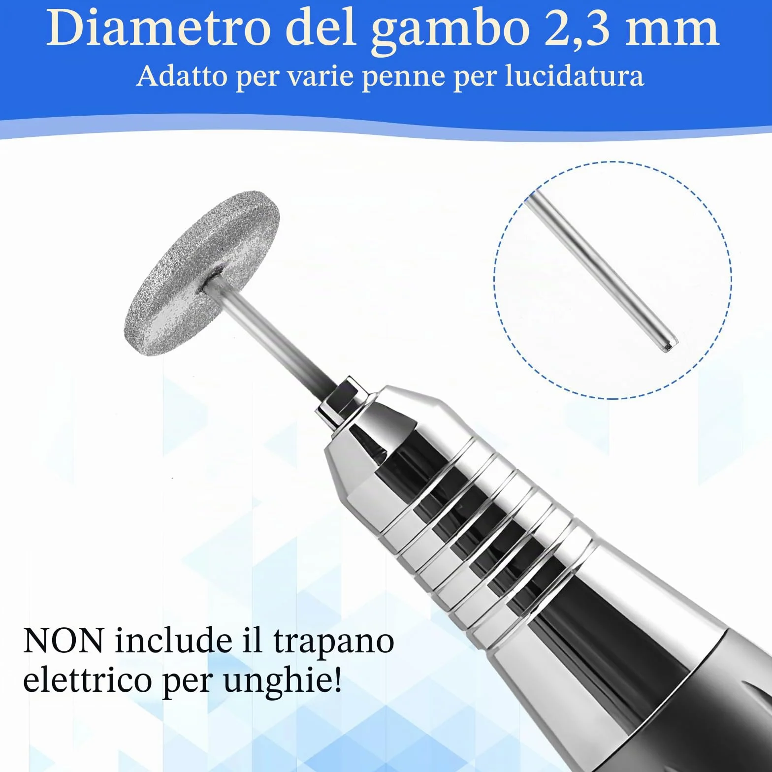 Punte per fresa per unghie, 2 pezzi, disco abrasivo 20 mm, per pedicure in gel acrilico