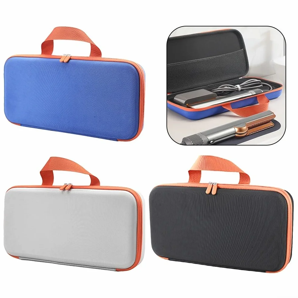 Custodia rigida protettiva per Dyson Airstrait HT01, antiurto, impermeabile, borsa da viaggio con tasca in rete per accessori per piastra per capelli, Blu, Compatto
