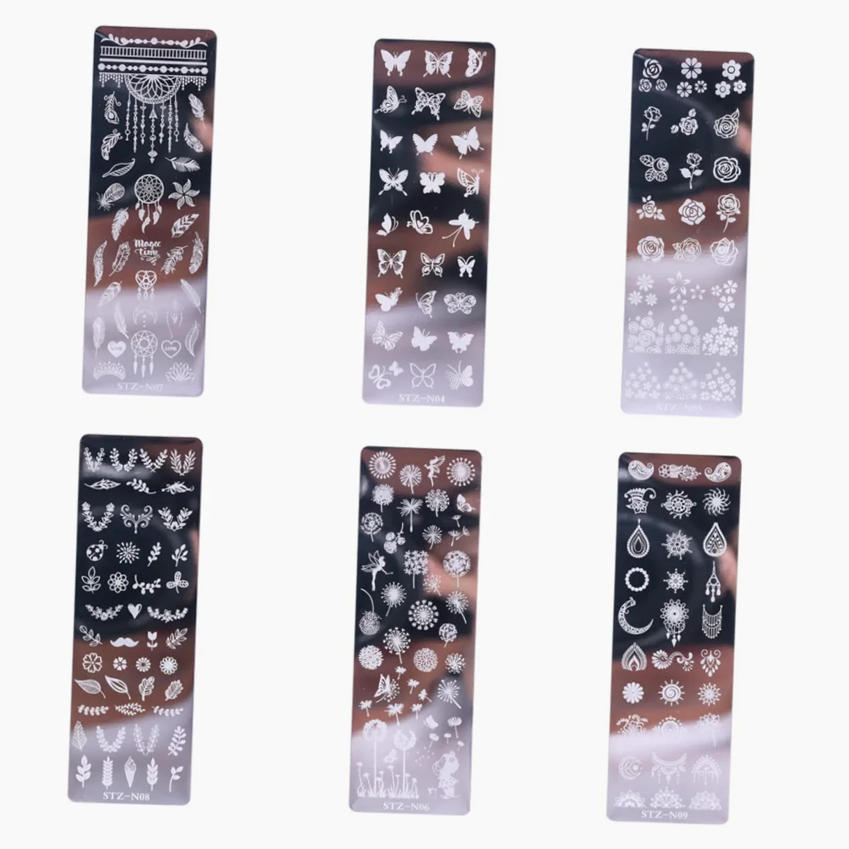 3 Set Piastre Per Stamping Unghie Inossidabile Con Floreali E Farfalle Strumenti Per Nail Art Per Design E Creativo 6 Pezzi*3