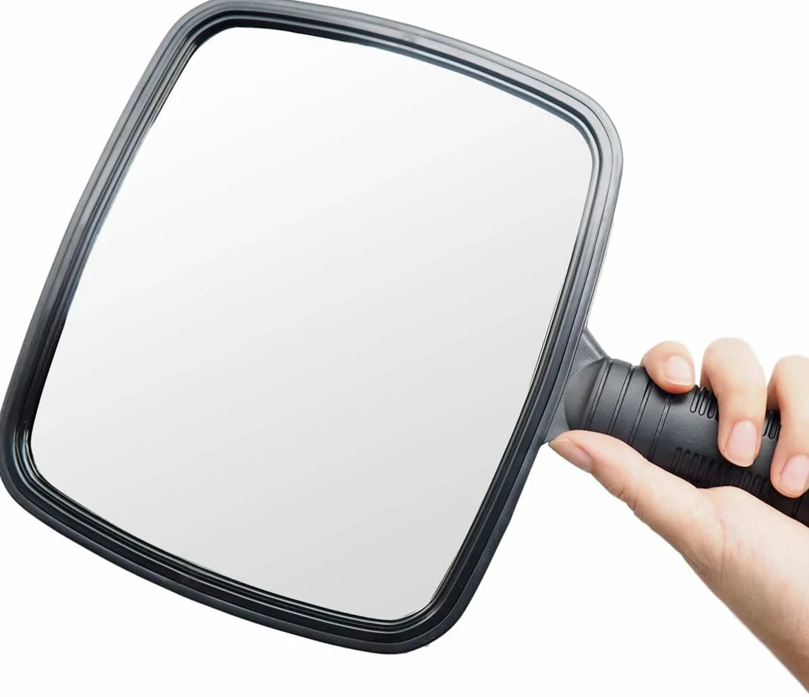 Professionale Specchio a Mano con Manico per Parrucchiere, Barbiere, Trucco e Viaggio