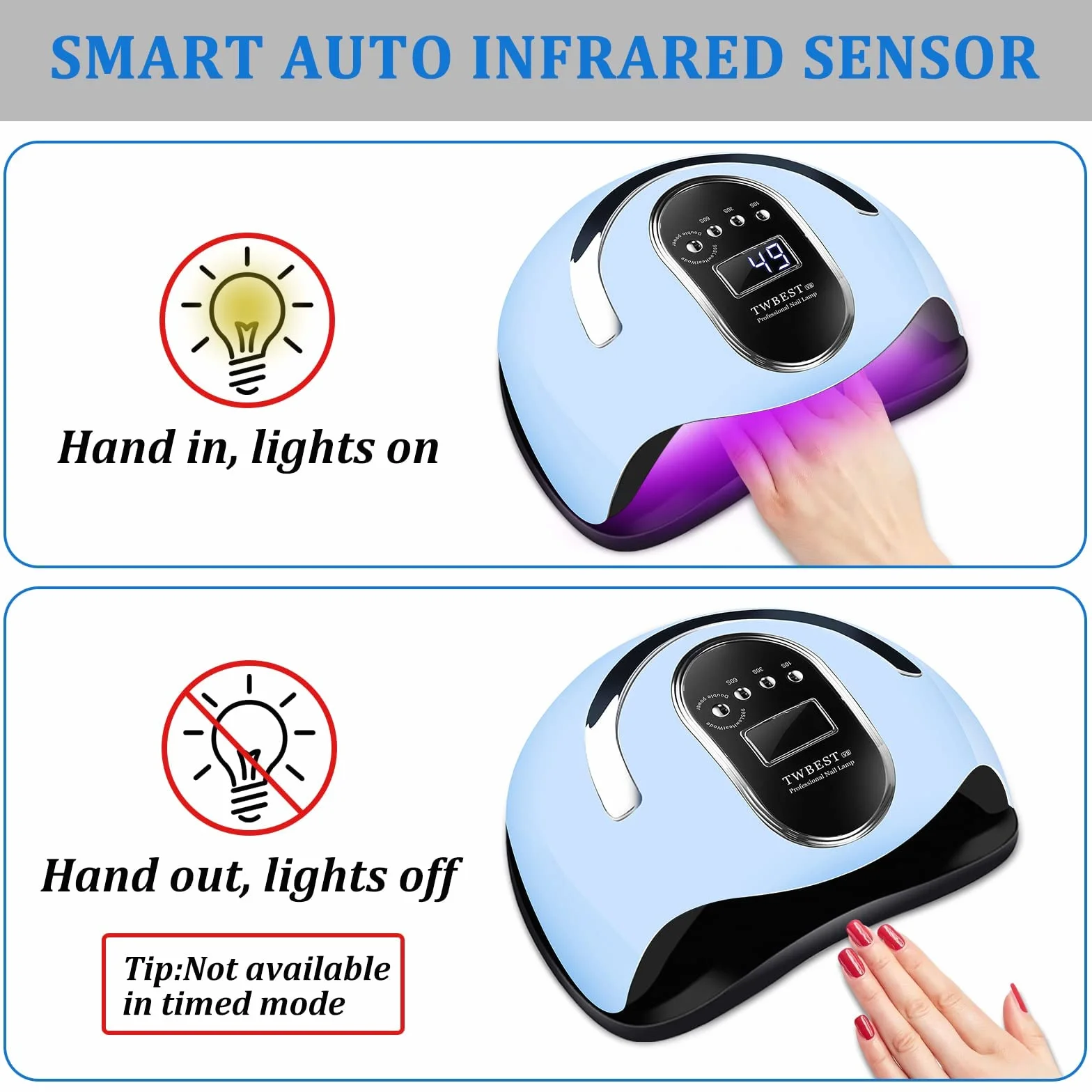 Lampada UV LED per Unghie 168W con 4 Timer 10/30/60/99s e Sensore LCD