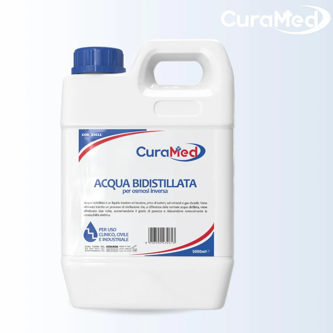Cura Farma Acqua Bidistillata 5lt Tappo A Vite Sigillo di Sicurezza Originale